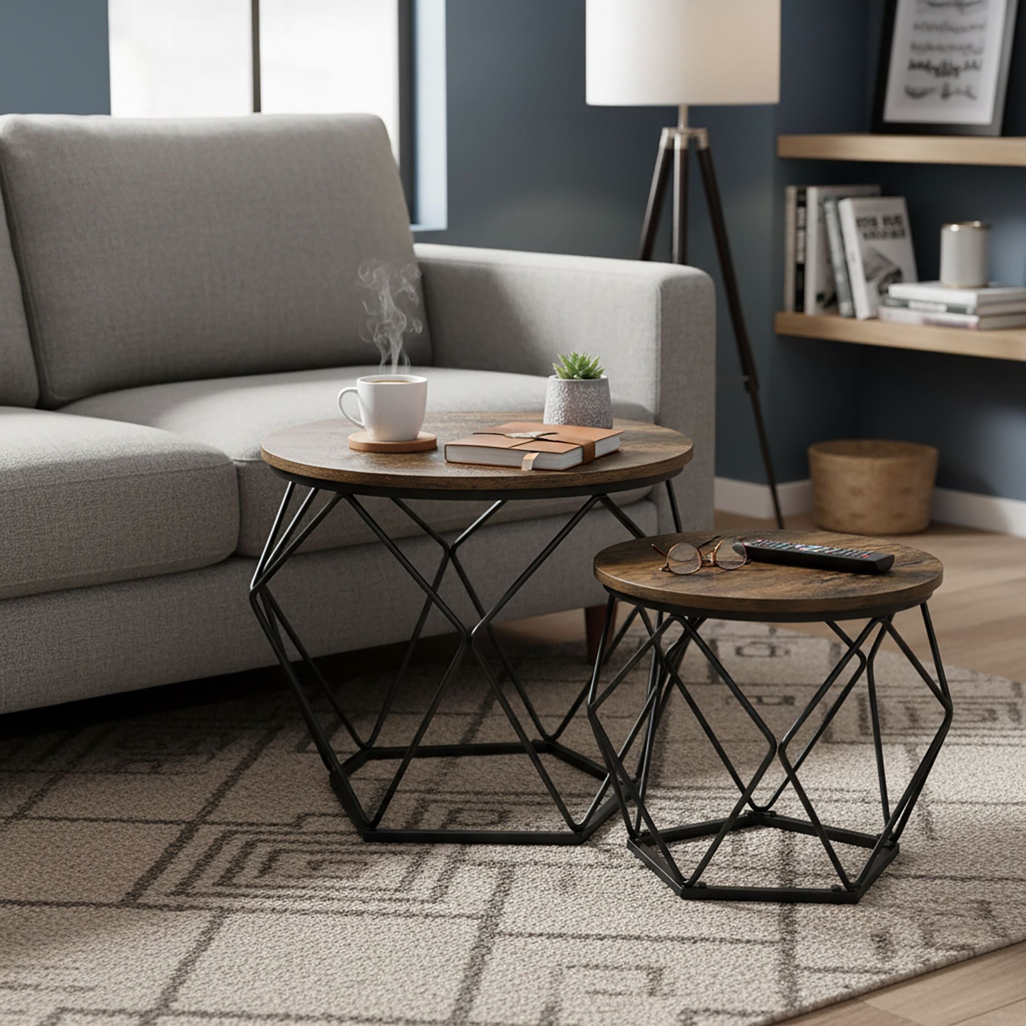 Couchtisch 2er-Set Braun-Schwarz von Relaxdays