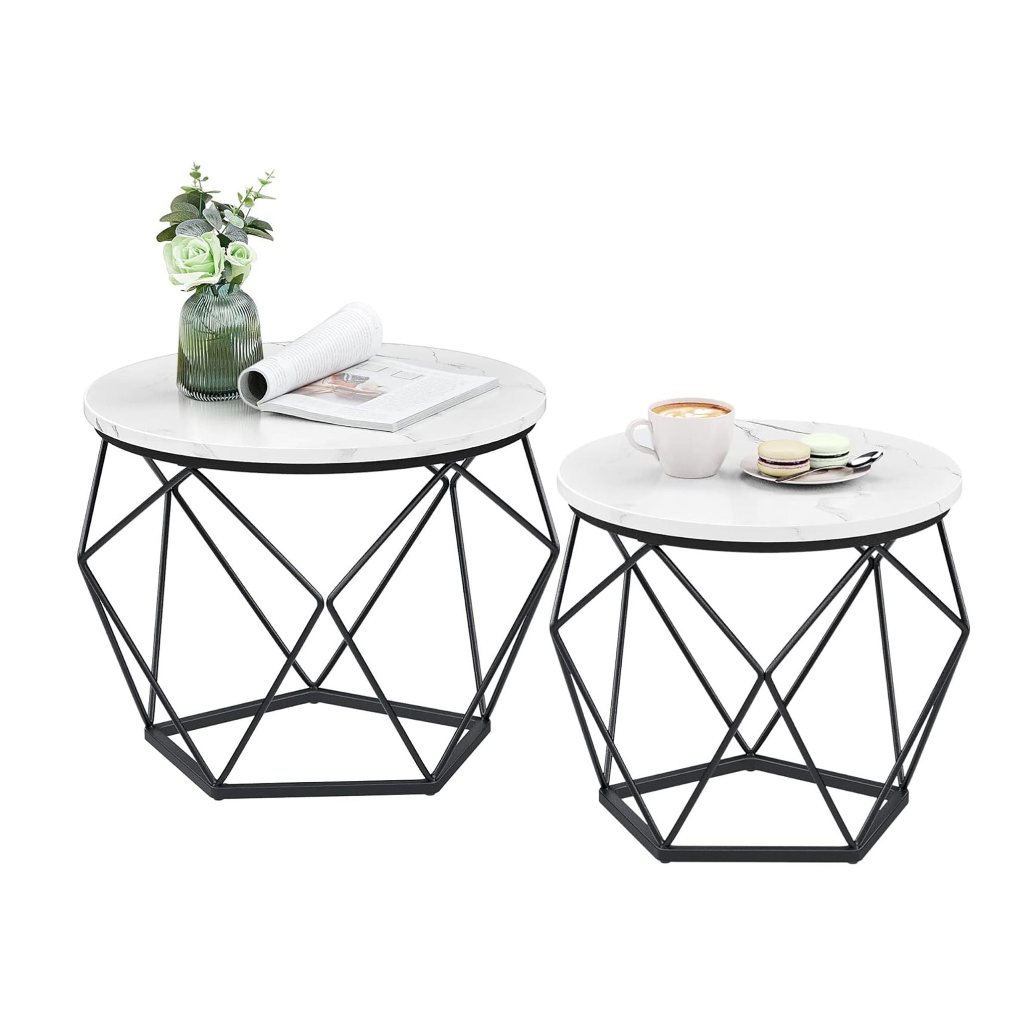 Couchtisch 2er-Set Weiss-Schwarz von Relaxdays