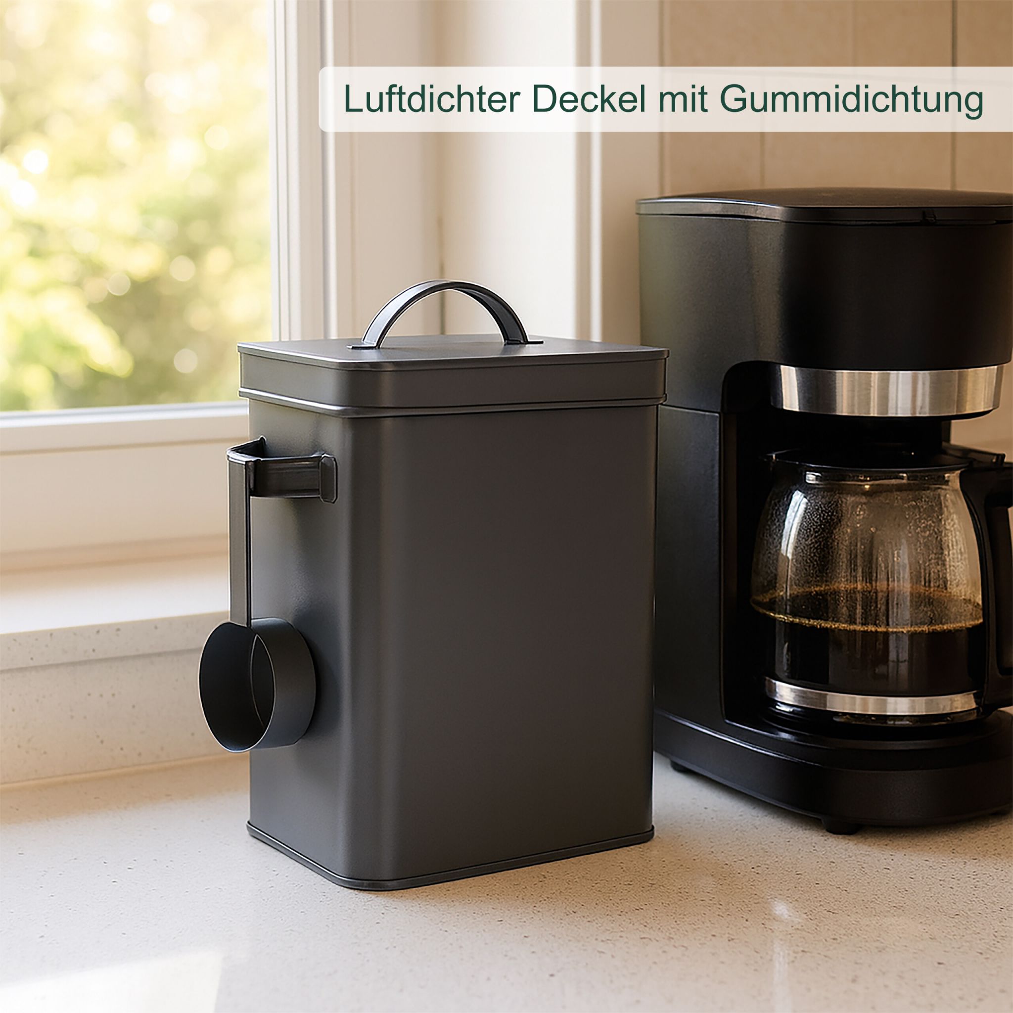 Luftdichte Metallbox mit Löffel Anthrazit