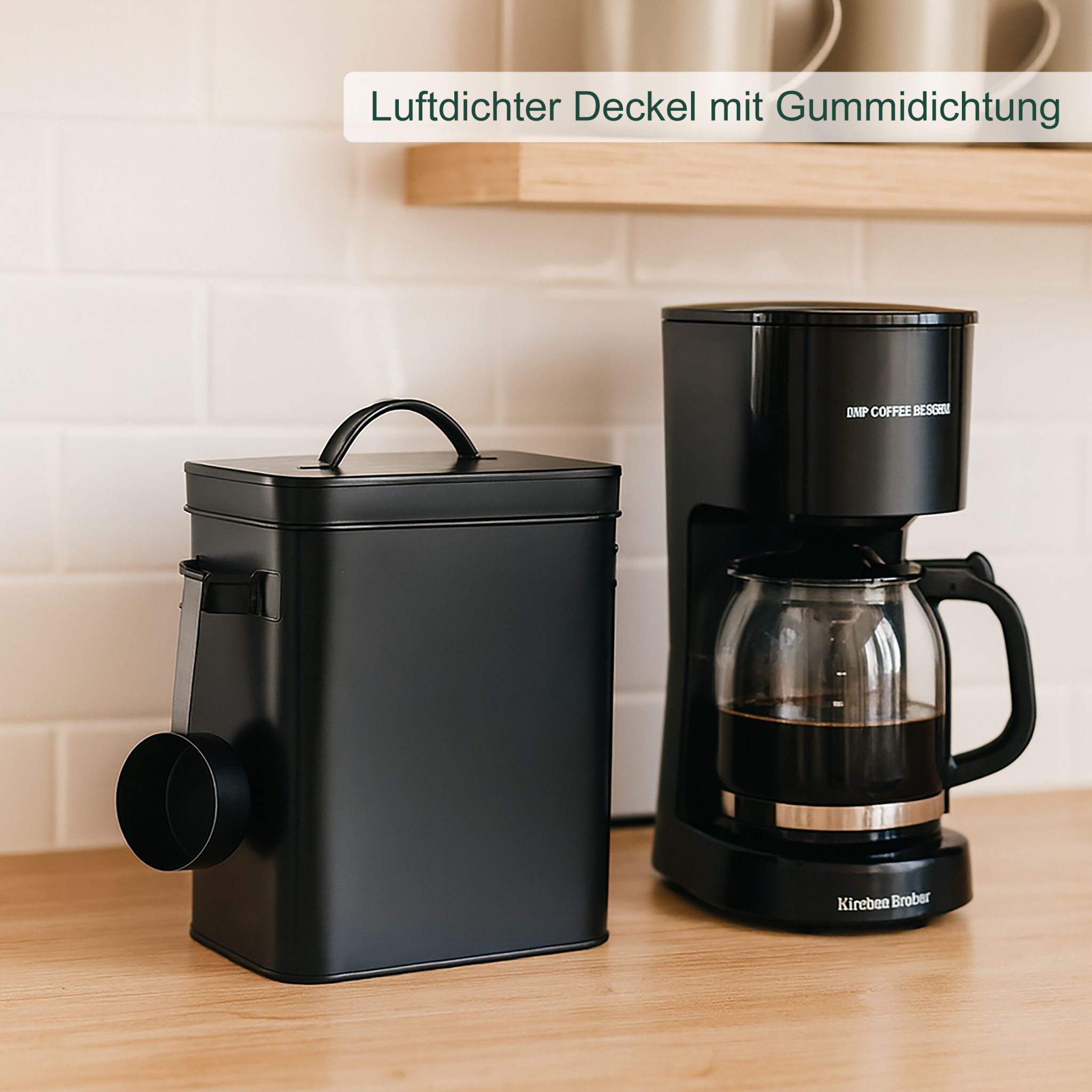 Luftdichte Metallbox mit Löffel Schwarz