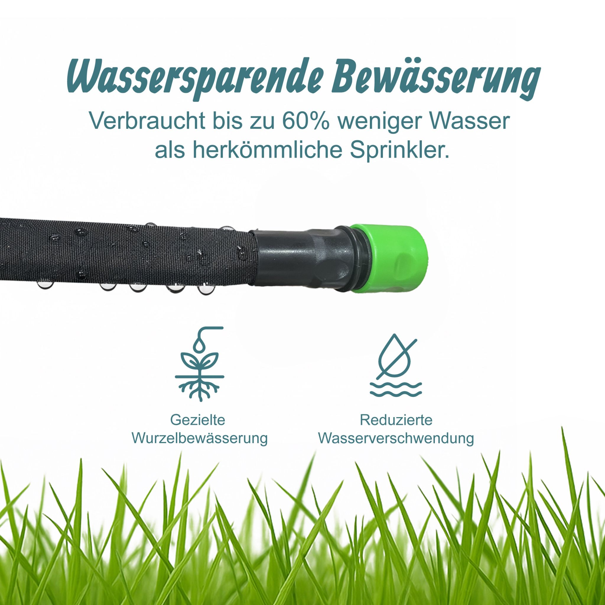 Flacher Tropfschlauch in div. Längen Schwarz von Relaxdays