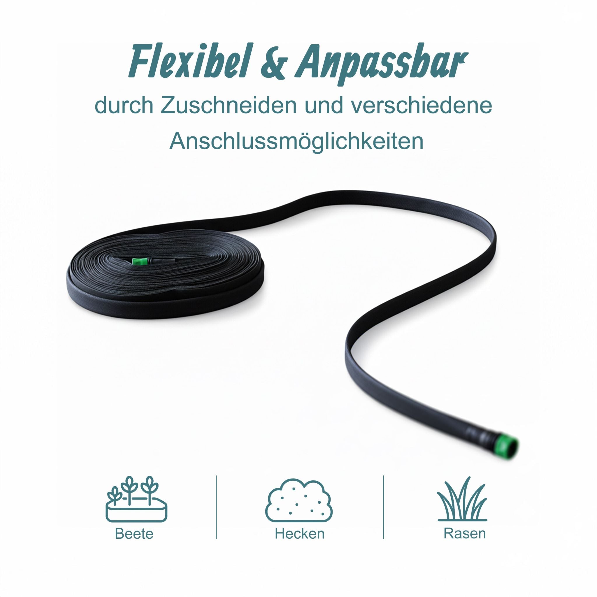 Flacher Tropfschlauch in div. Längen Schwarz von Relaxdays