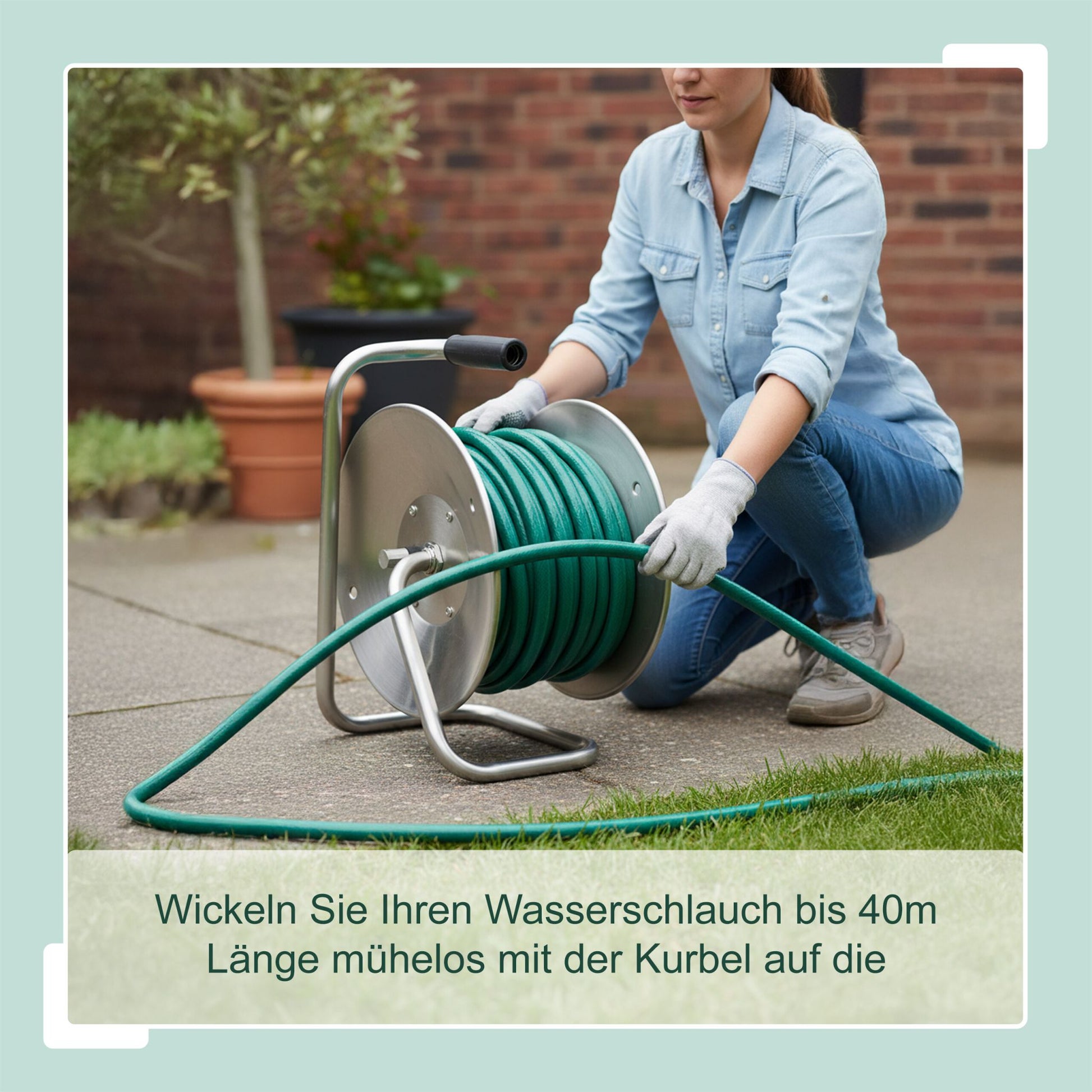 Schlauchtrommel Edelstahl Silber von Relaxdays