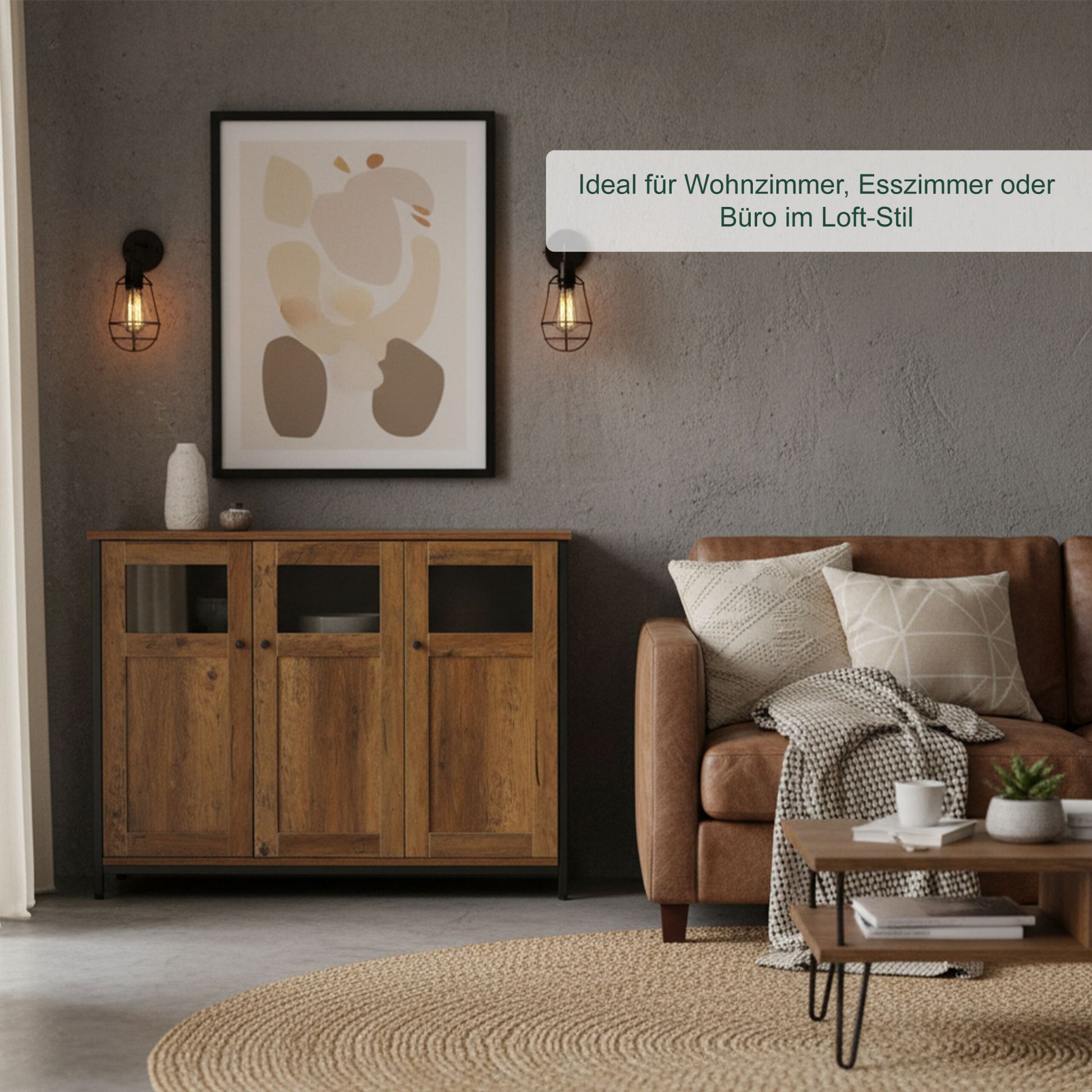 Küchenschrank mit Glastüren Braun-Schwarz von Relaxdays