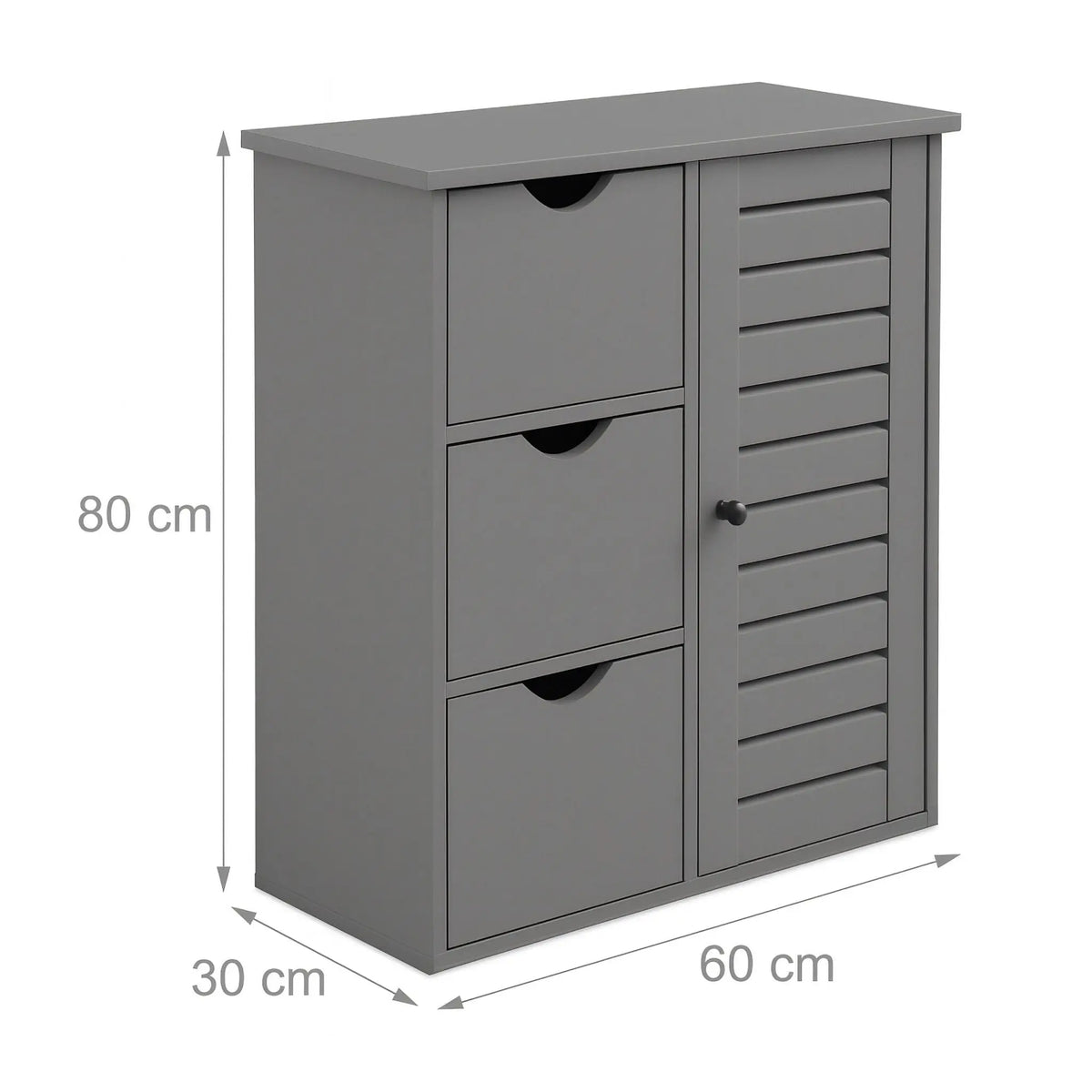 Badezimmerschrank mit 3 Schubladen Silber-Grau von Relaxdays