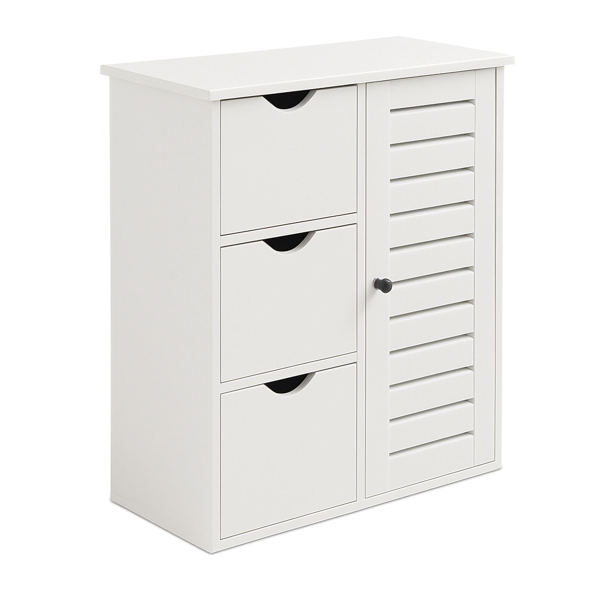 Badezimmerschrank mit 3 Schubladen Weiss-Schwarz von Relaxdays