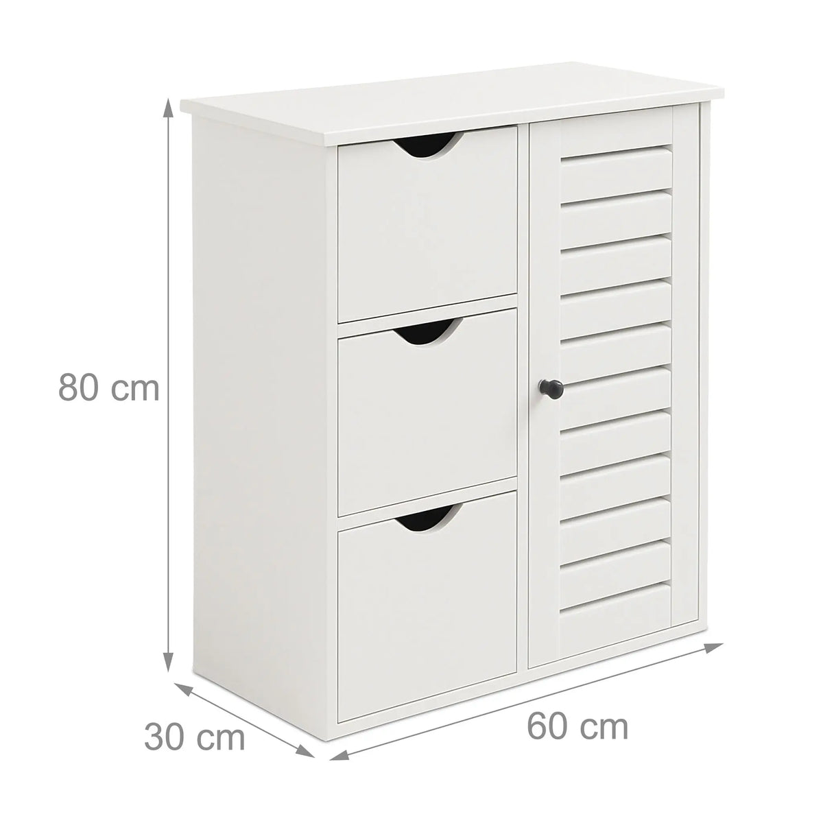 Badezimmerschrank mit 3 Schubladen Weiss-Schwarz von Relaxdays