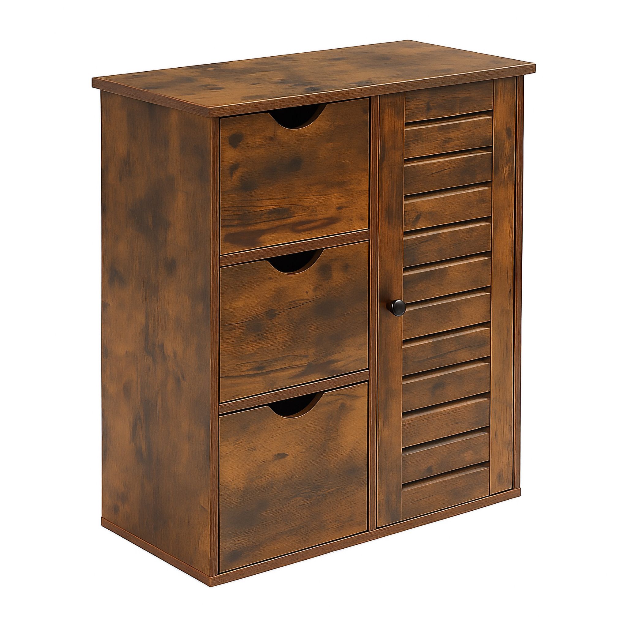 Badezimmerschrank mit 3 Schubladen Braun-Schwarz von Relaxdays