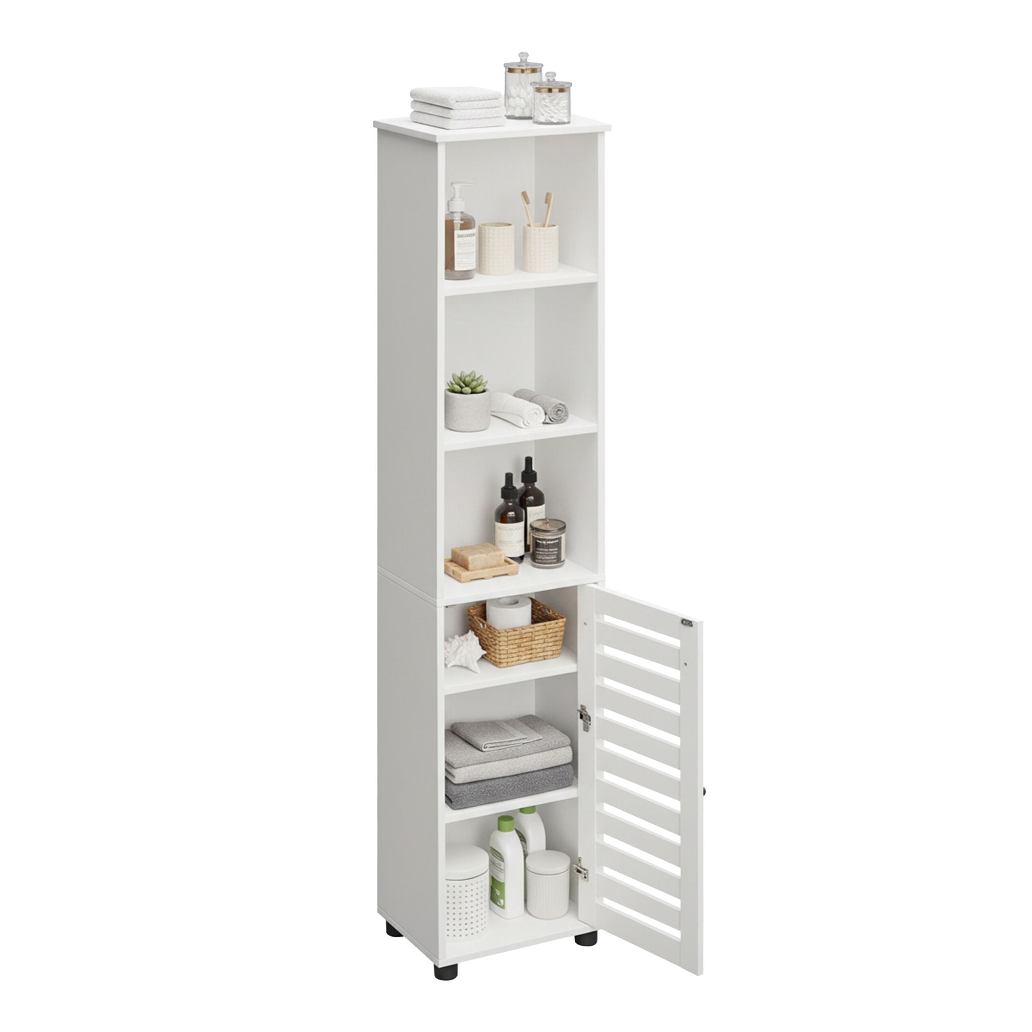 Hoher Badezimmerschrank mit Tür Weiss von guteszeug.ch