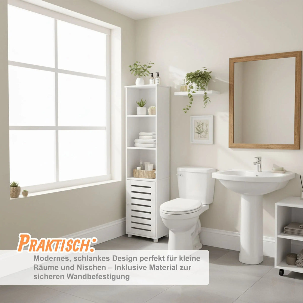 Hoher Badezimmerschrank mit Tür Weiss von Relaxdays