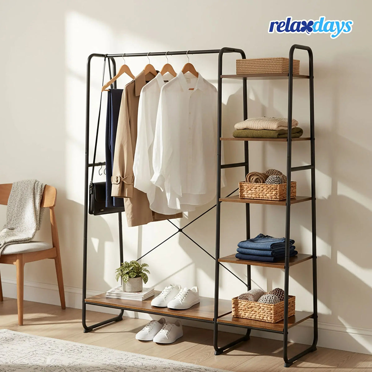 Kleiderständer mit Schuhablage Braun-Schwarz von Relaxdays