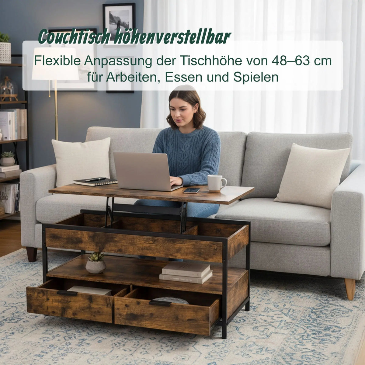 Couchtisch mit Stauraum Braun von Relaxdays