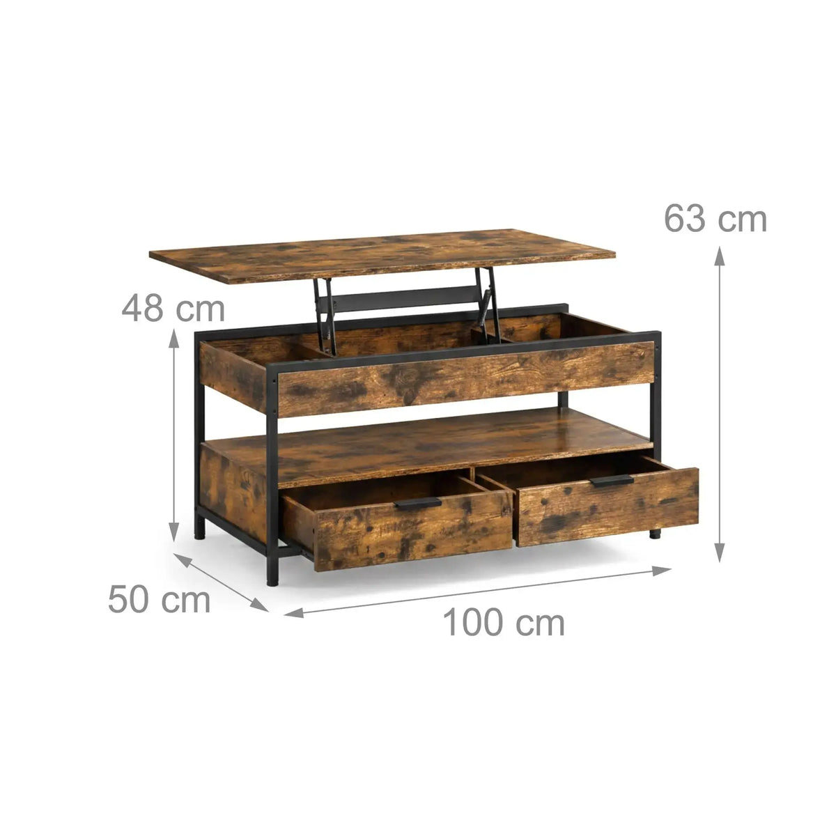 Couchtisch mit Stauraum Braun von Relaxdays