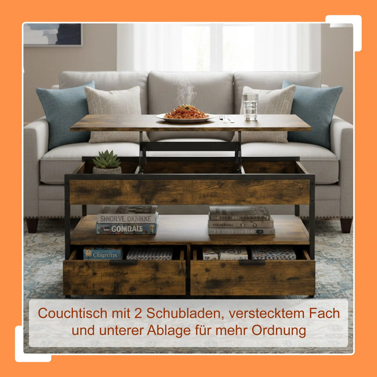 Couchtisch mit Stauraum Braun von Relaxdays