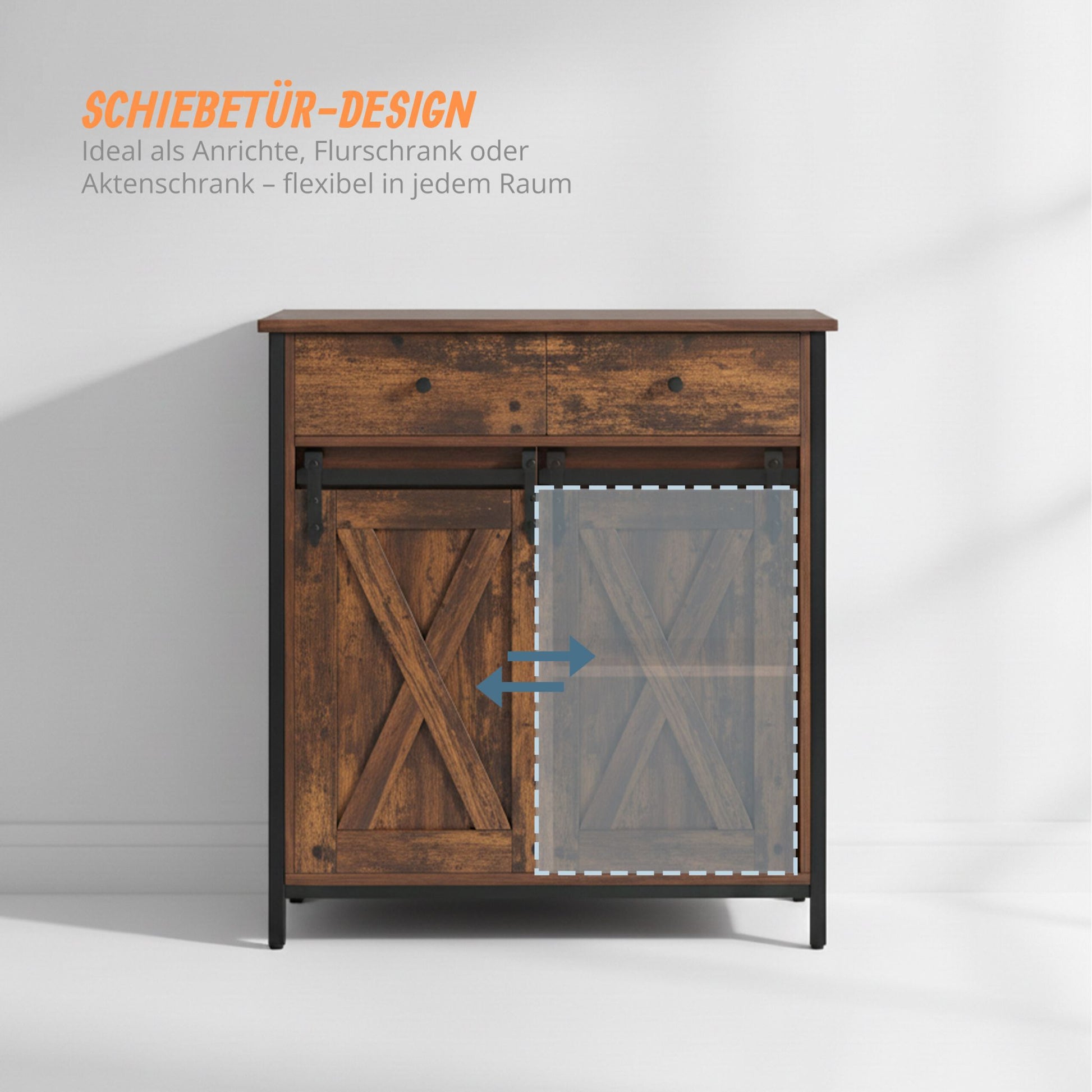 Sideboard mit Schiebetür Braun-Schwarz von Relaxdays