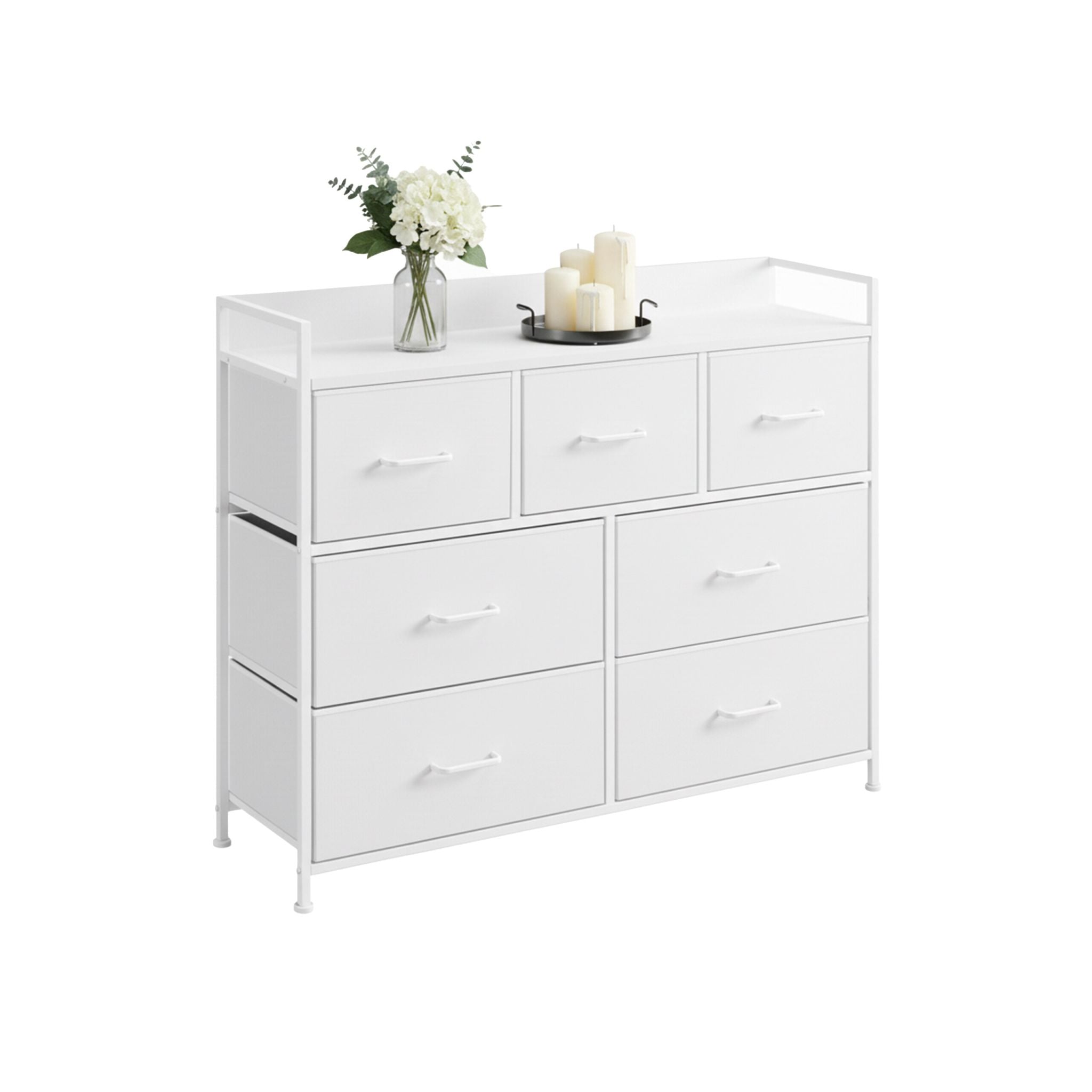 Kommode mit 7 Stoffschubladen Weiss von Relaxdays