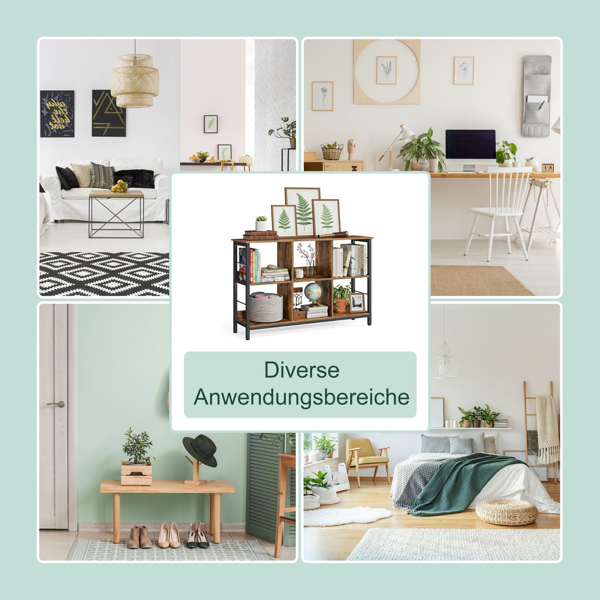 Industrial Regal 6 Fächer Dunkelbraun-Schwarz von Relaxdays