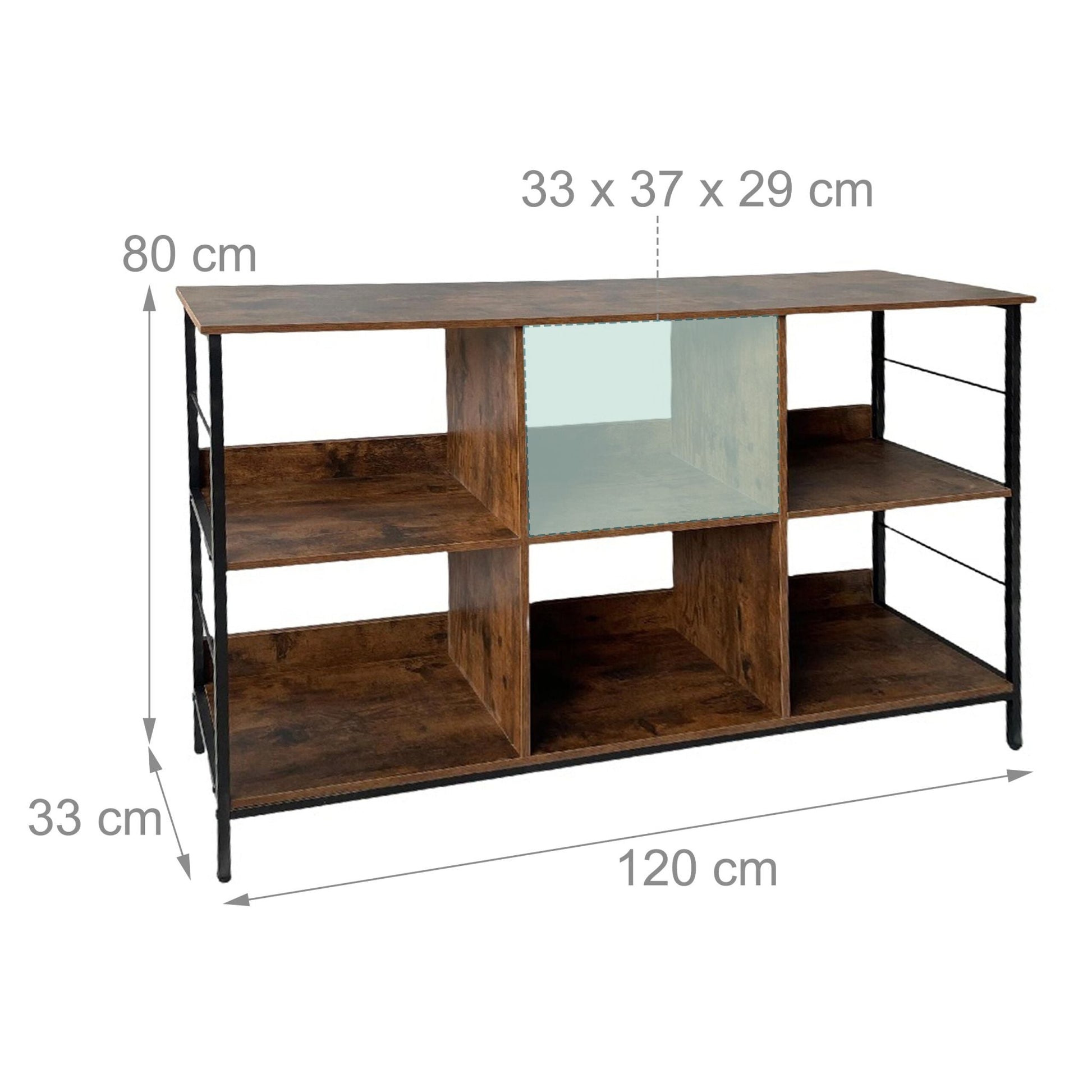 Industrial Regal 6 Fächer Dunkelbraun-Schwarz von Relaxdays