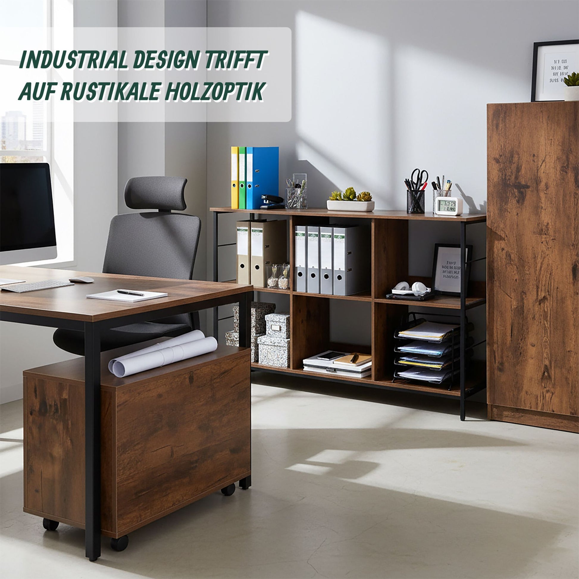 Industrial Regal 6 Fächer Dunkelbraun-Schwarz von Relaxdays