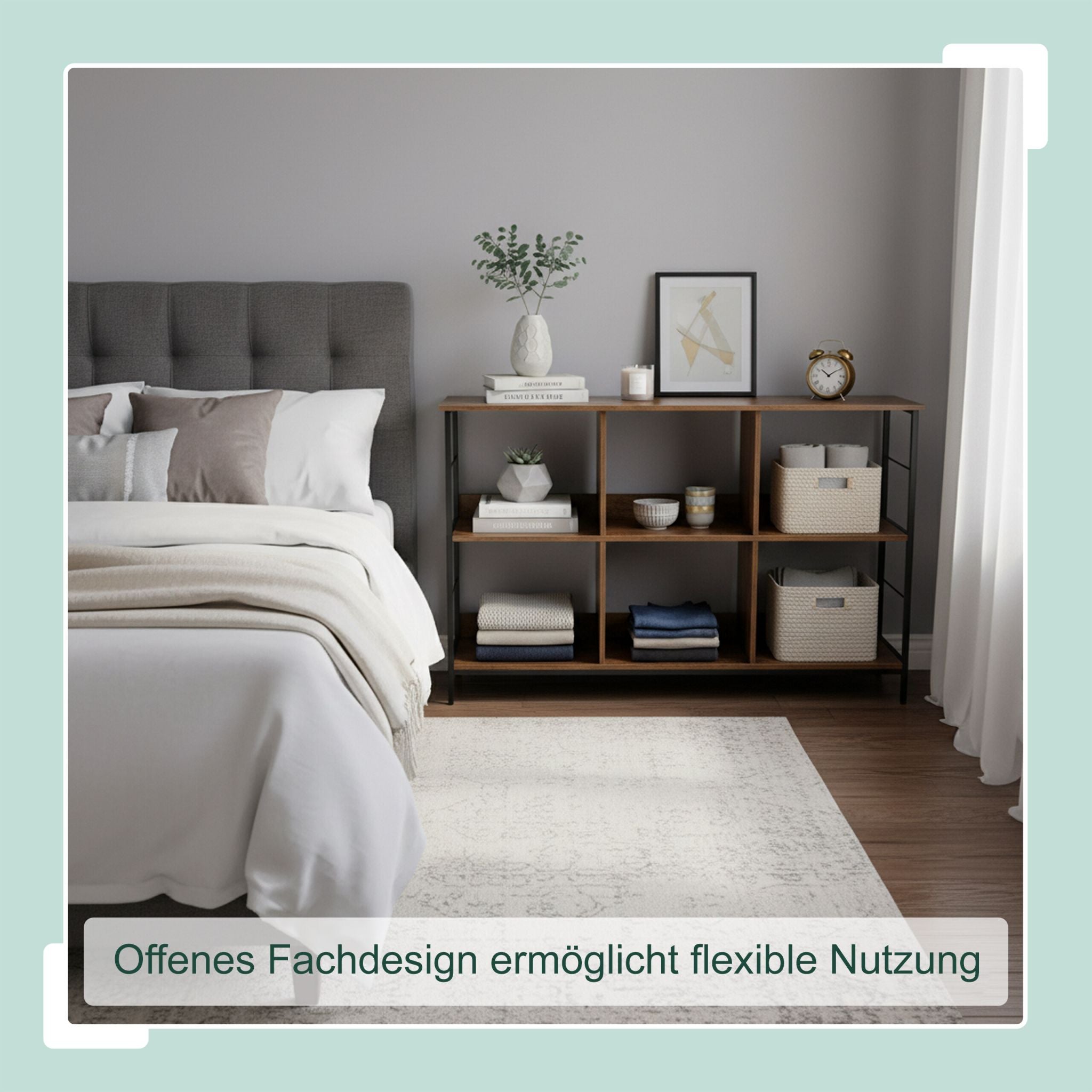 Industrial Regal 6 Fächer Dunkelbraun-Schwarz von Relaxdays