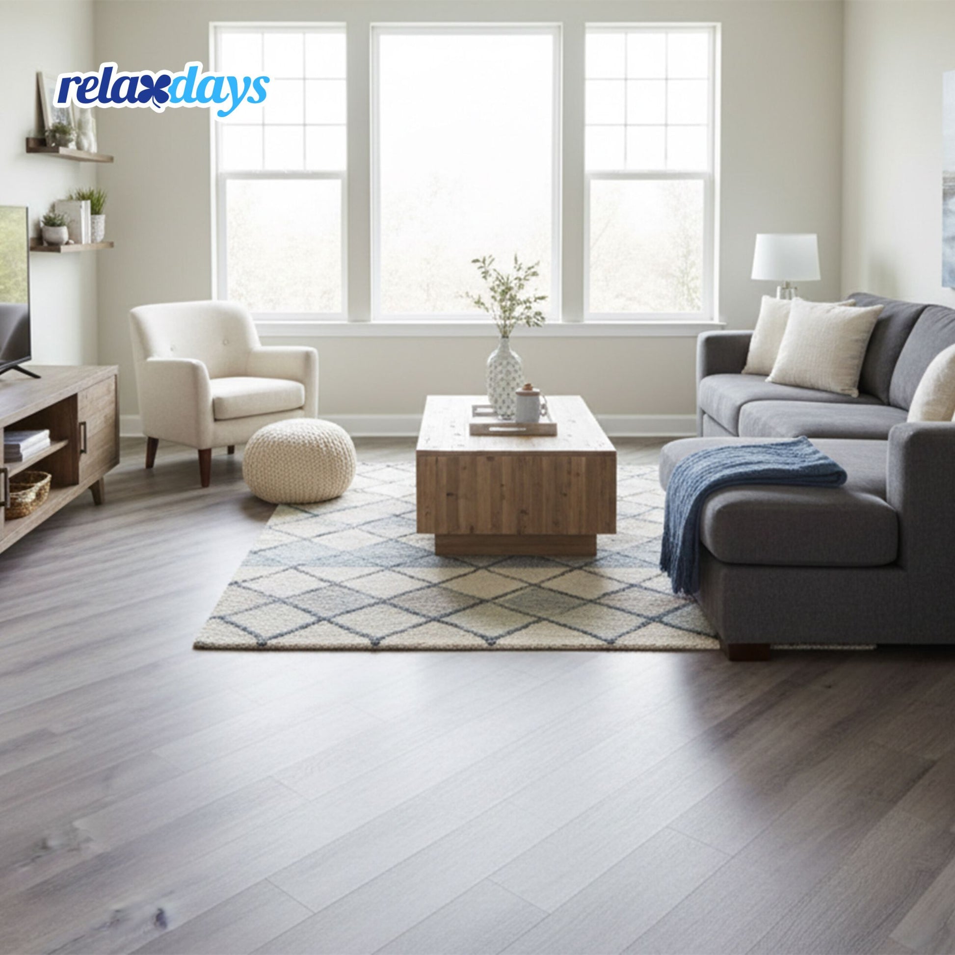 PVC Bodenbelag selbstklebend Holzoptik Grau von Relaxdays
