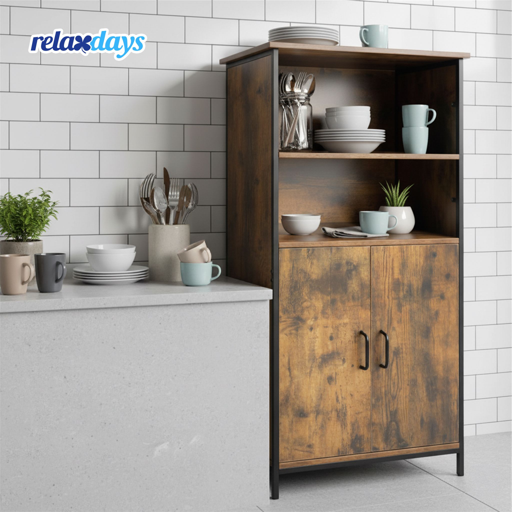 Küchenschrank Industrial Style Braun von Relaxdays