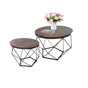 Couchtisch 2er-Set Industrial-Design Braun-Schwarz von Relaxdays