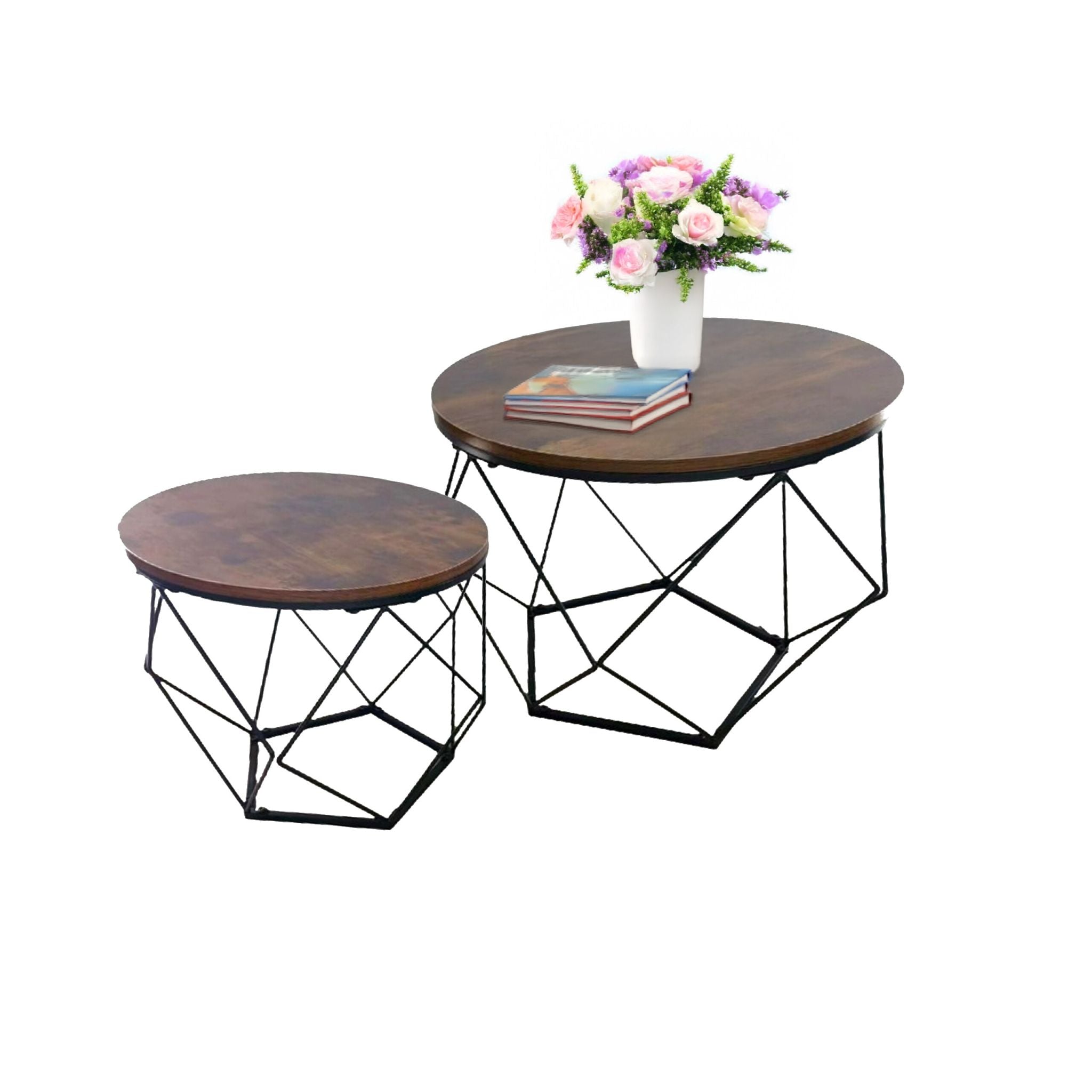 Couchtisch 2er-Set Industrial-Design Braun-Schwarz von Relaxdays