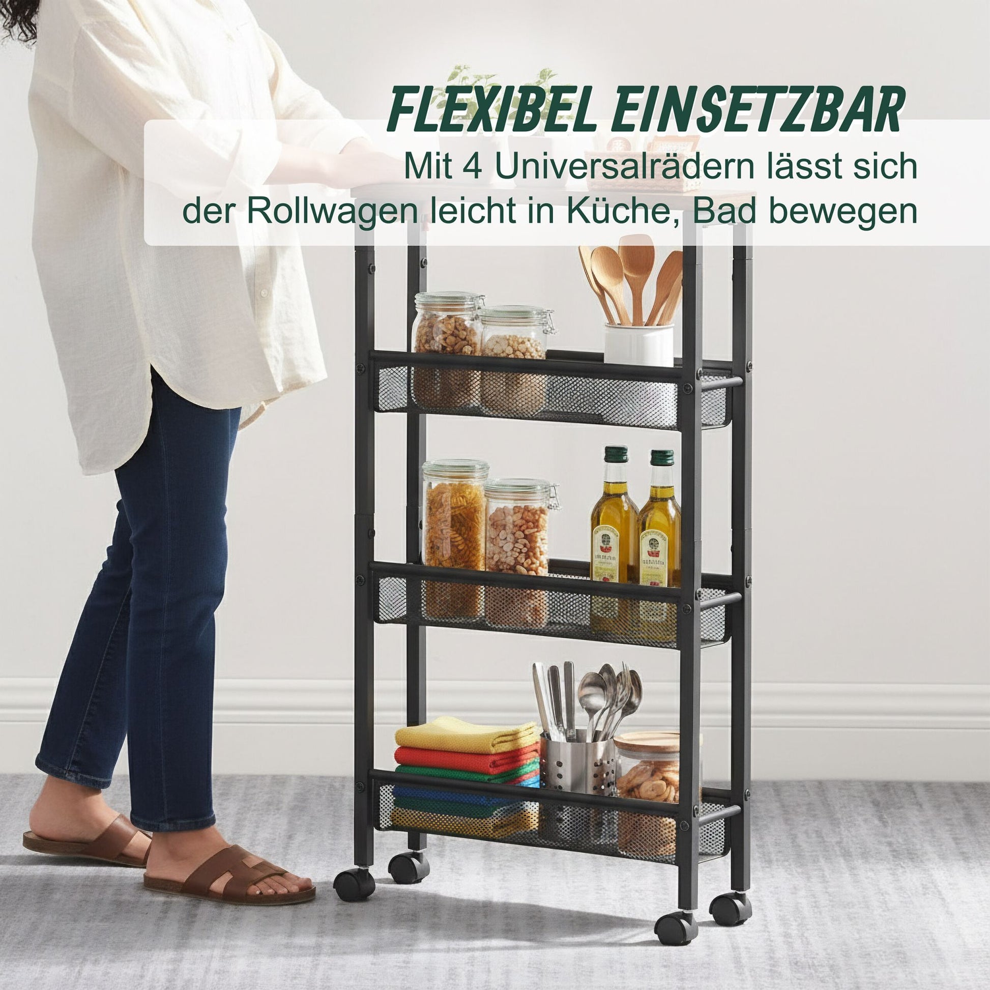 Nischenwagen mit 4 Ebenen Braun-Schwarz von Relaxdays