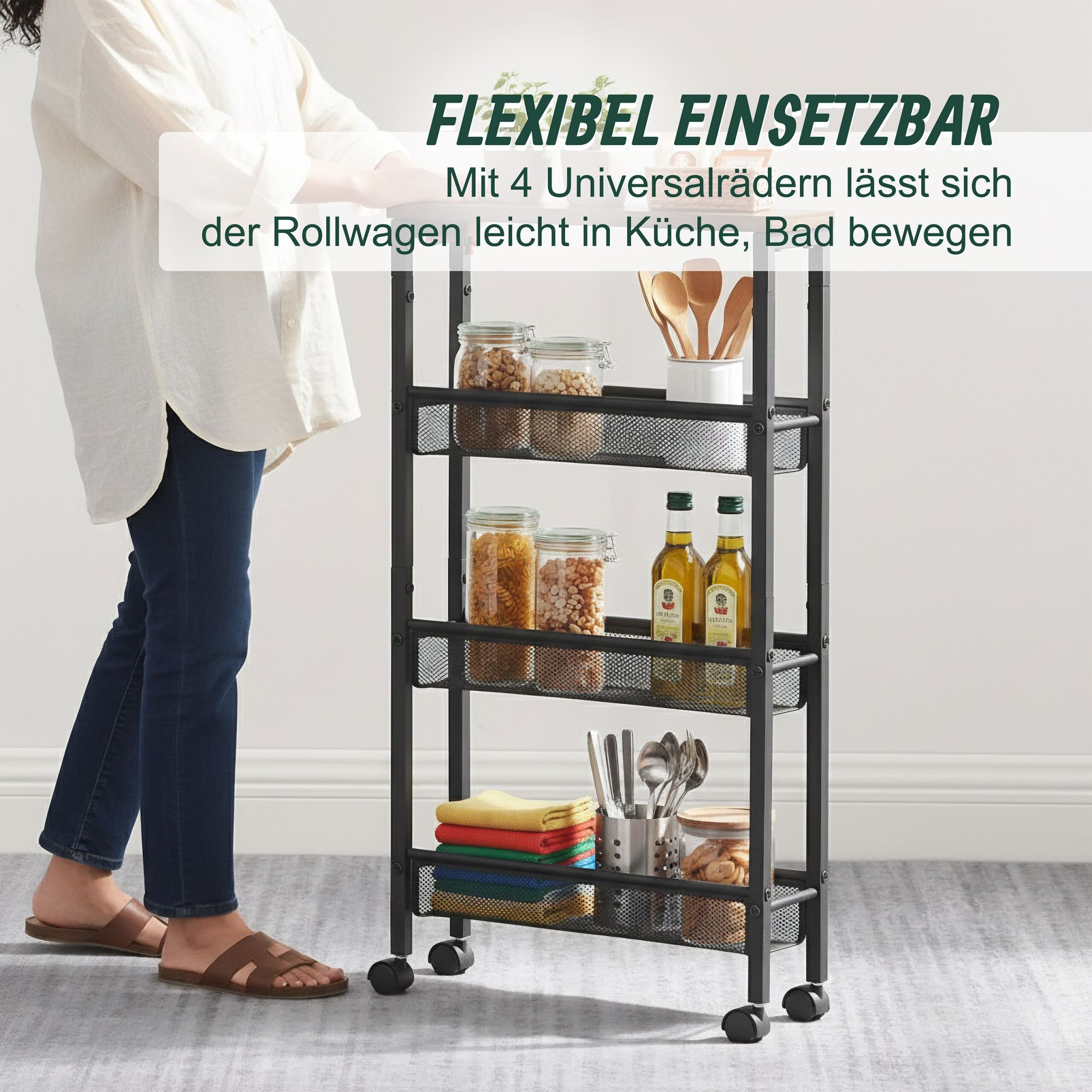 Nischenwagen mit 4 Ebenen Braun-Schwarz von Relaxdays