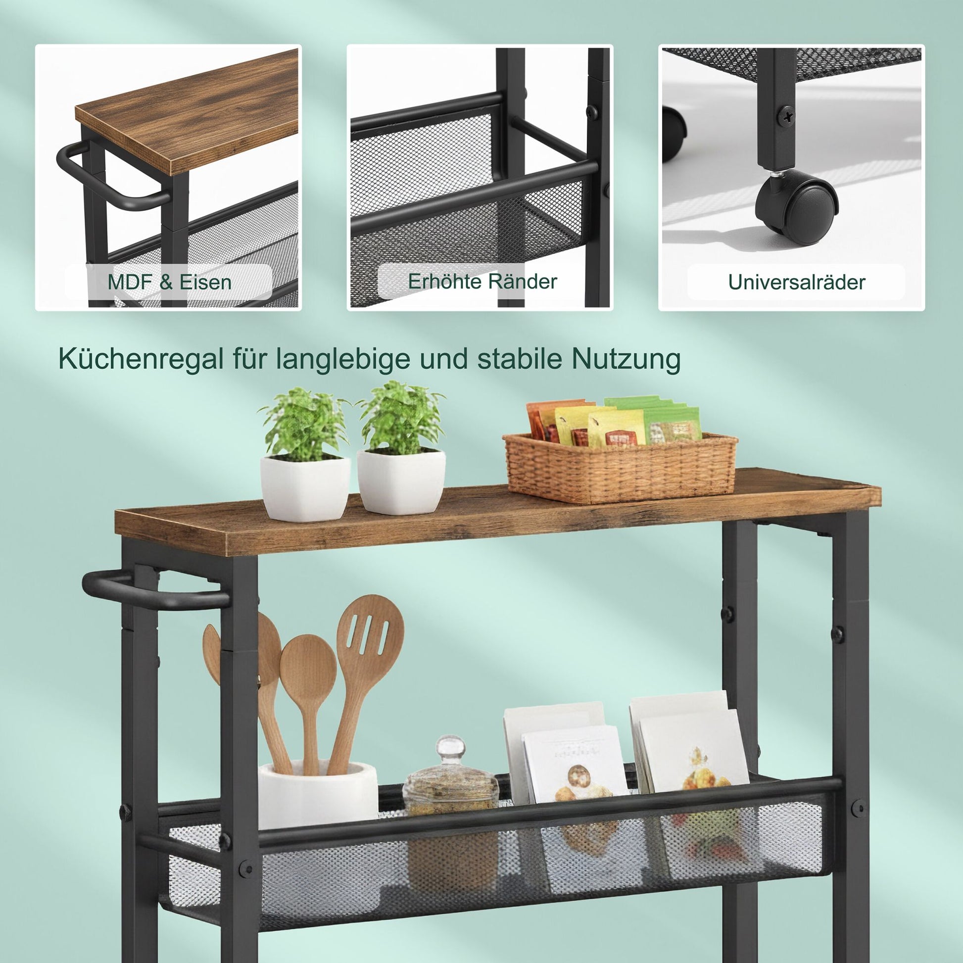 Nischenwagen mit 4 Ebenen Braun-Schwarz von Relaxdays