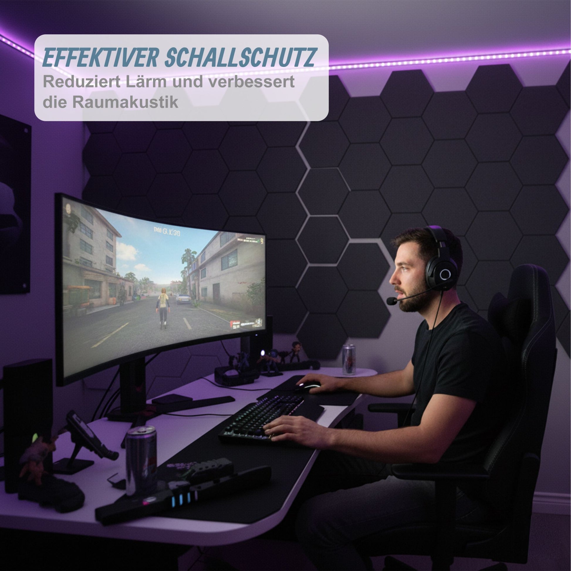 Hexagon Akustikplatten 18er-Set selbstklebend Schwarz von Relaxdays