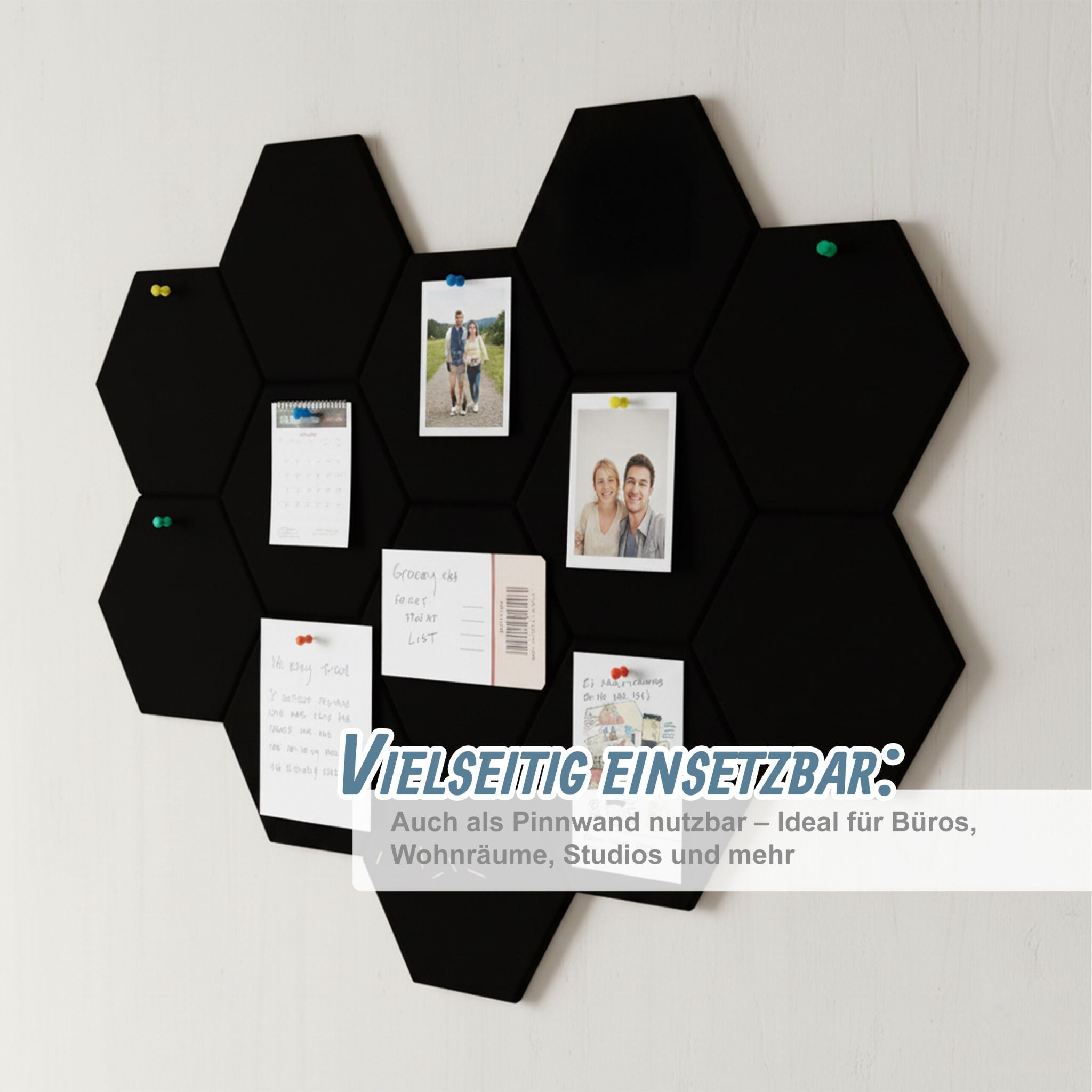 Hexagon Akustikplatten 18er-Set selbstklebend Schwarz von Relaxdays
