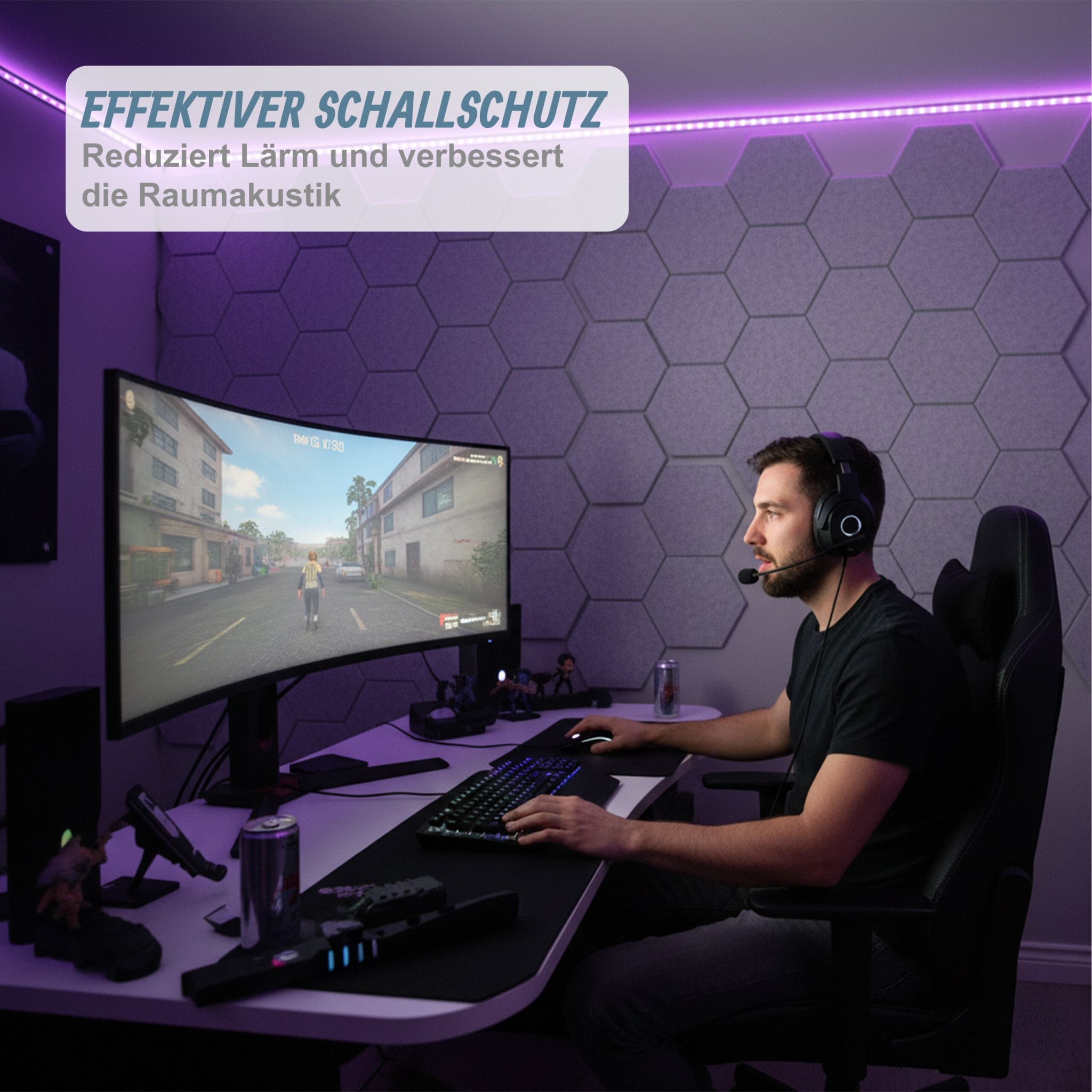Hexagon Akustikplatten 18er-Set selbstklebend Grau von Relaxdays