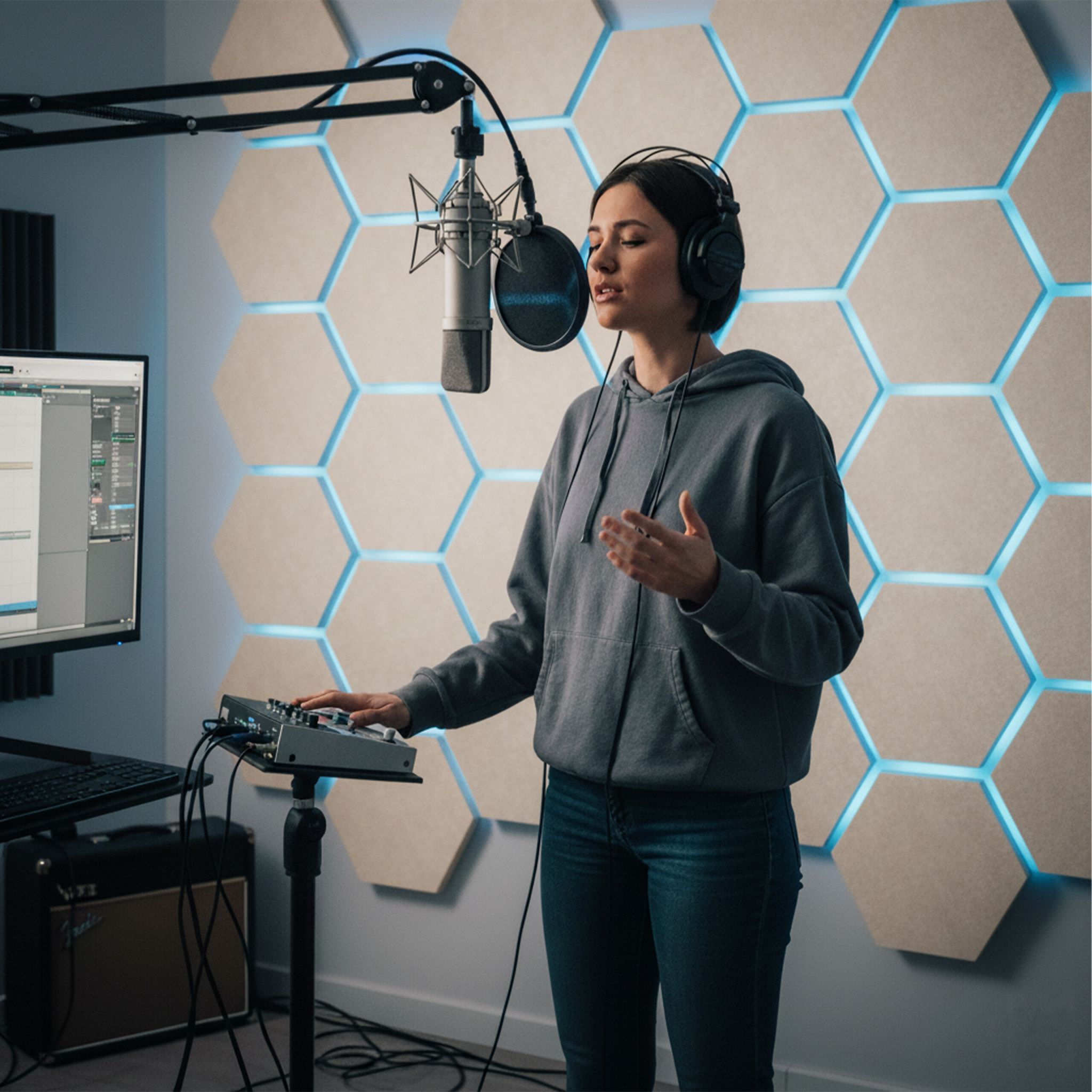 Hexagon Akustikplatten 36er-Set selbstklebend Grau von Relaxdays