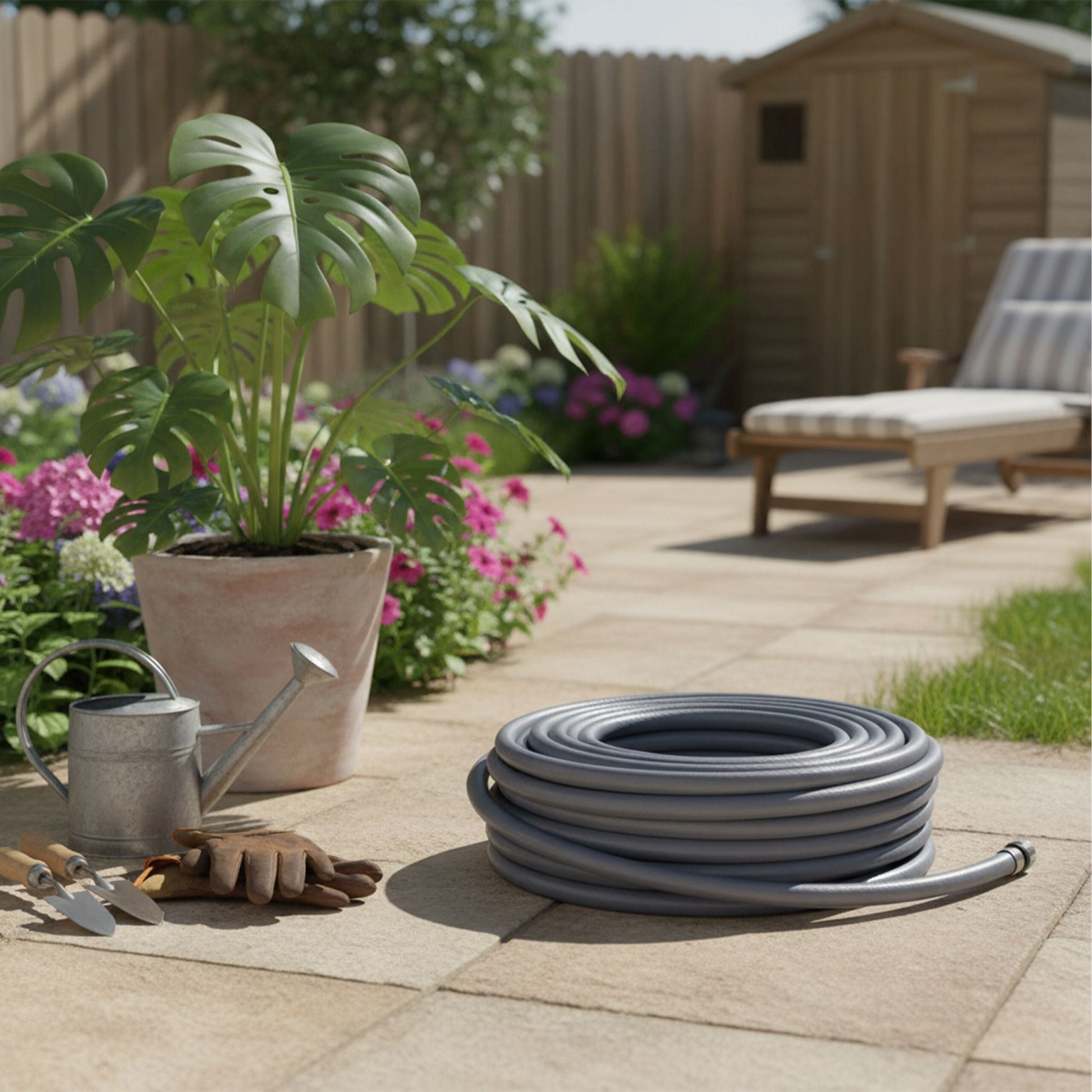 Wetterfester Gartenschlauch Grau von Relaxdays