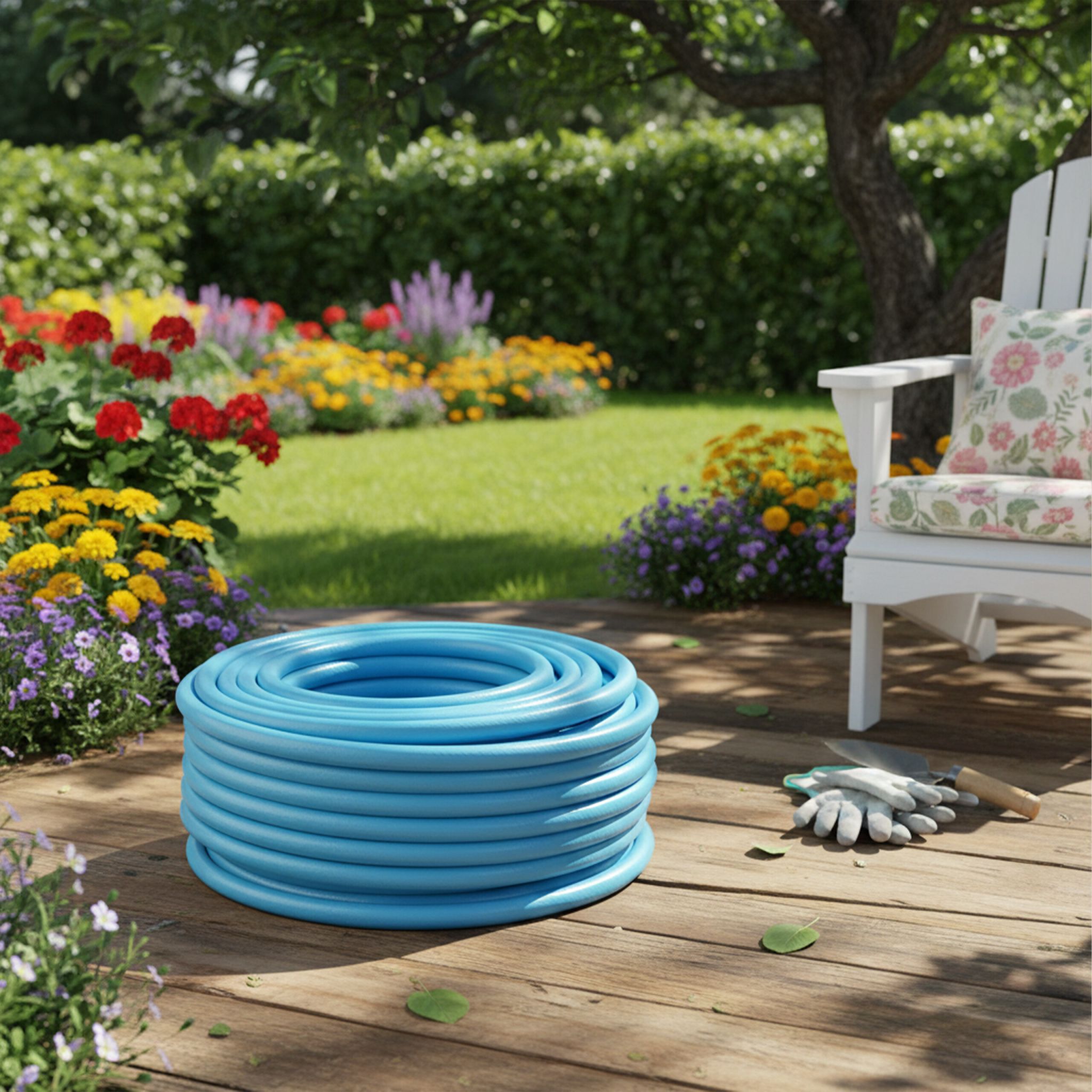 Wetterfester Gartenschlauch Hellblau von Relaxdays