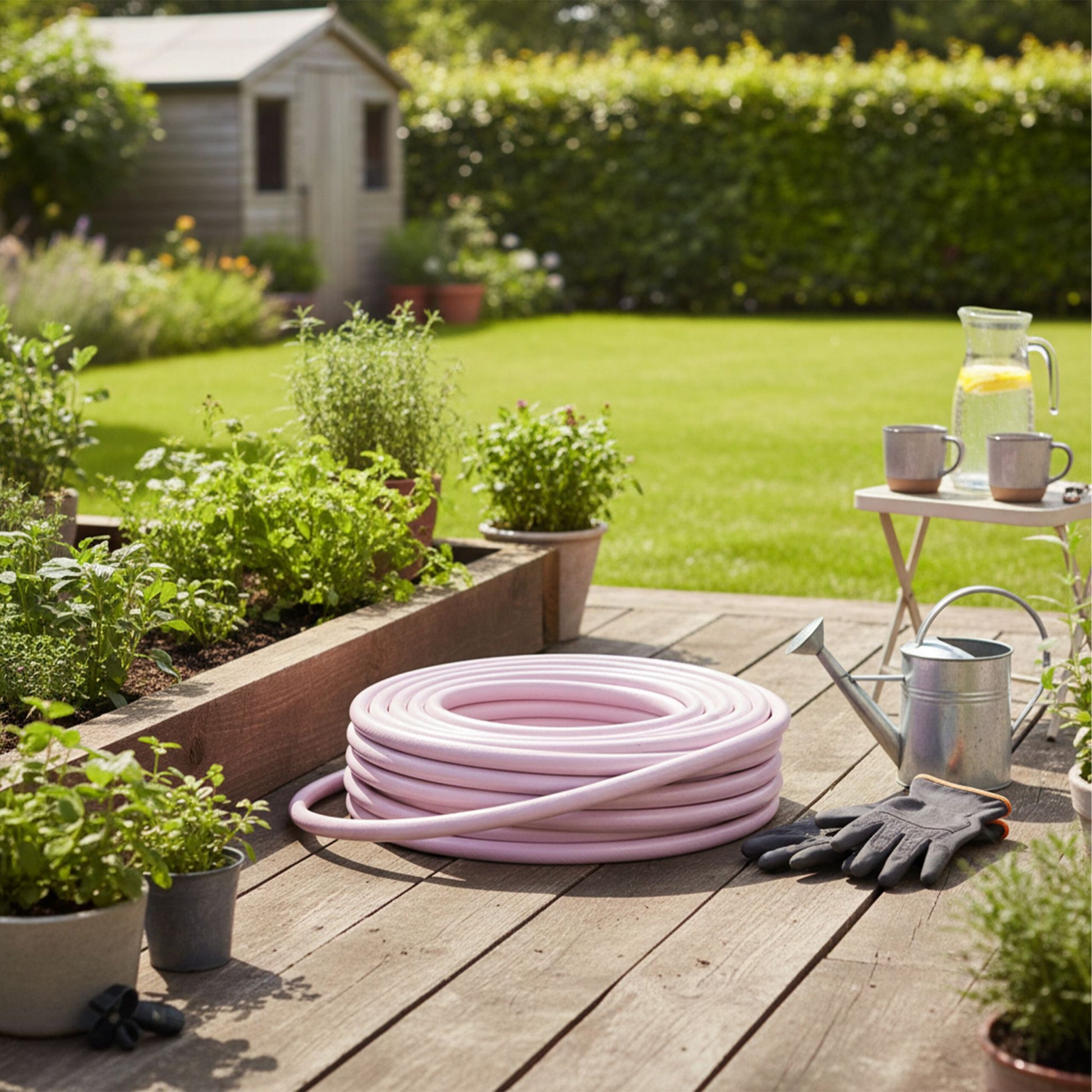 Wetterfester Gartenschlauch Rosa von Relaxdays