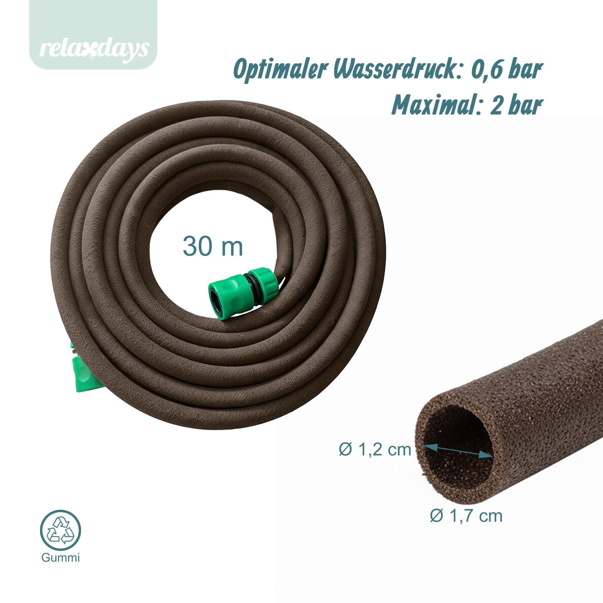 Anschlussfertiger Tropfschlauch Braun von Relaxdays