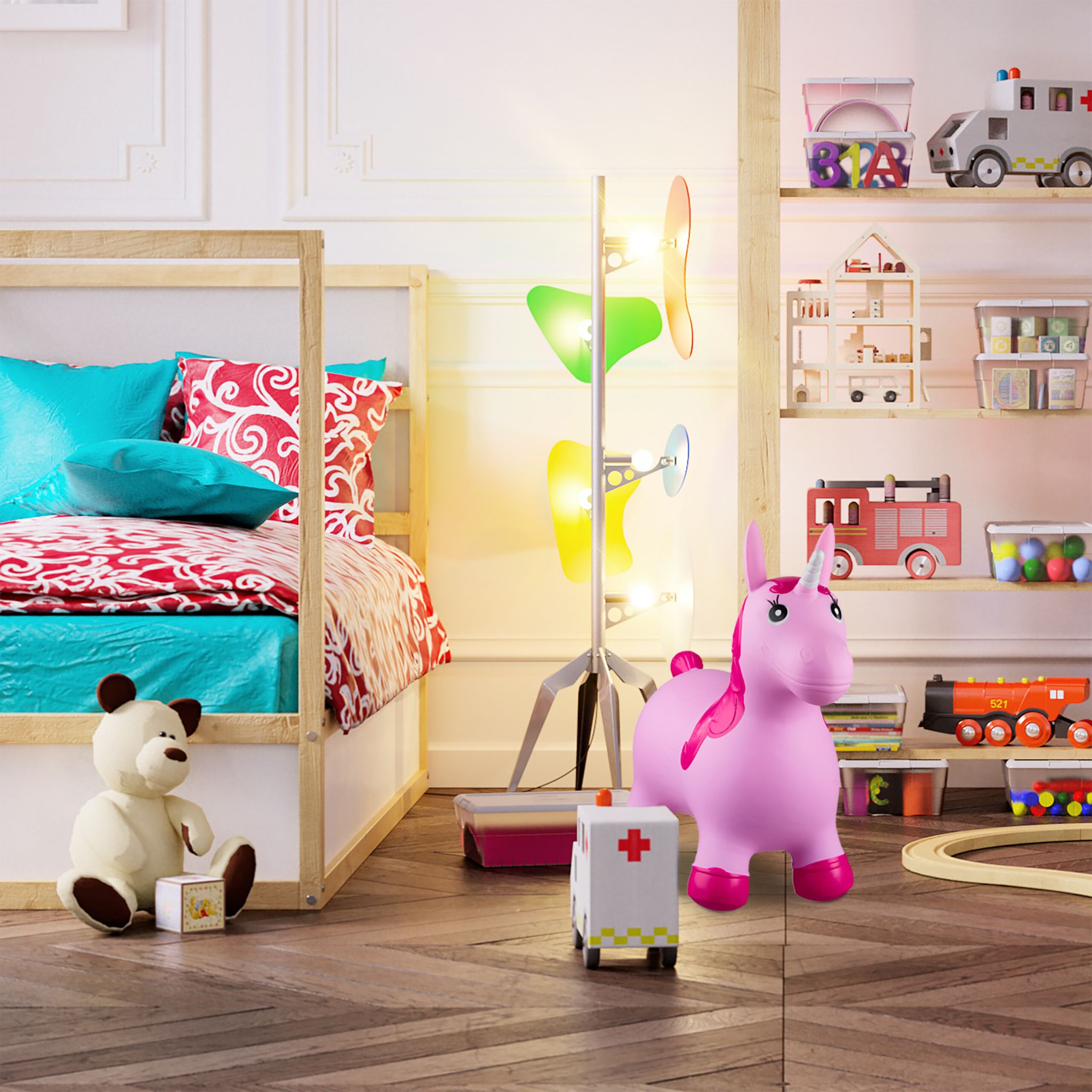 Hüpftier Einhorn Pink-Rot von Relaxdays