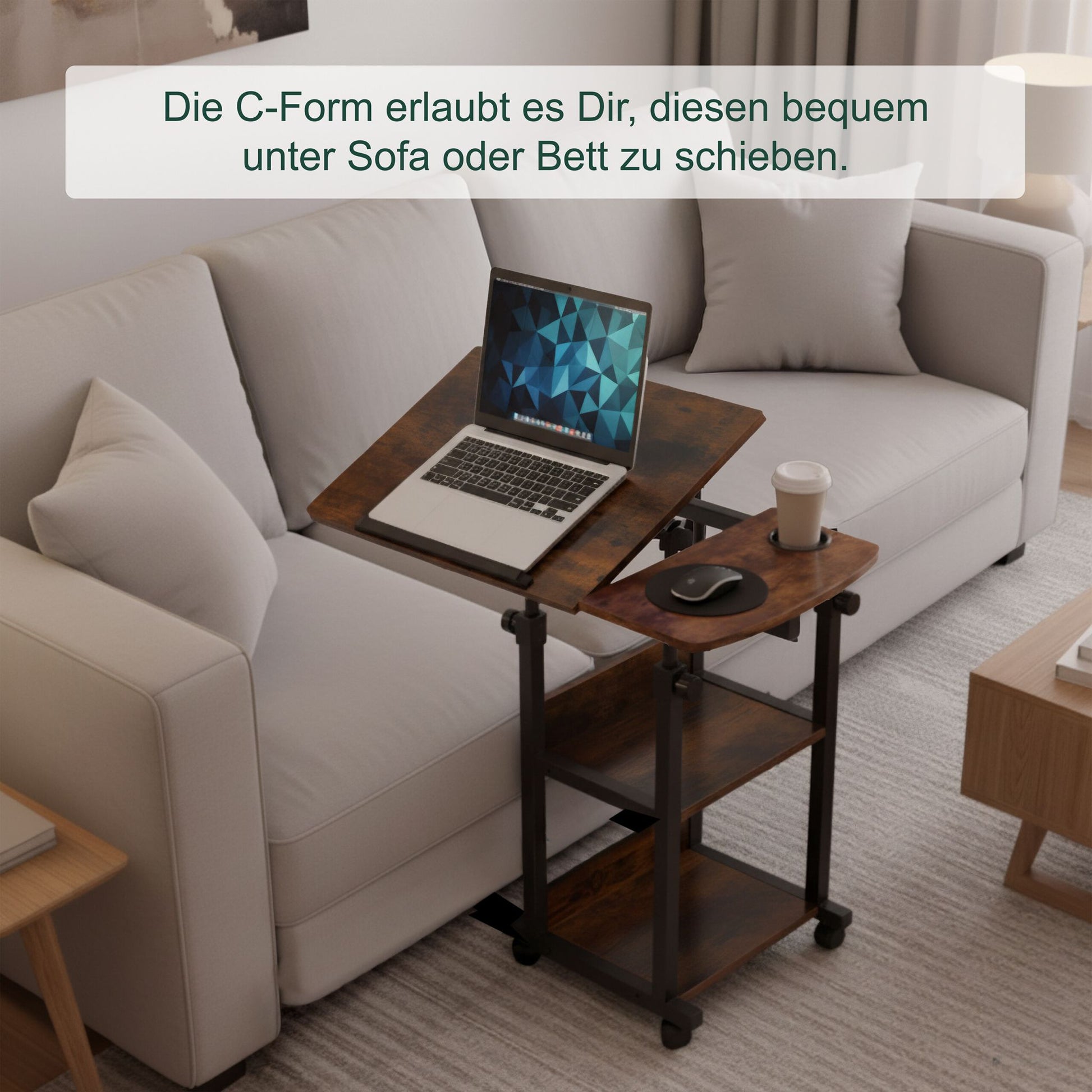 Höhenverstellbarer Laptoptisch Dunkelbraun-Schwarz von Relaxdays