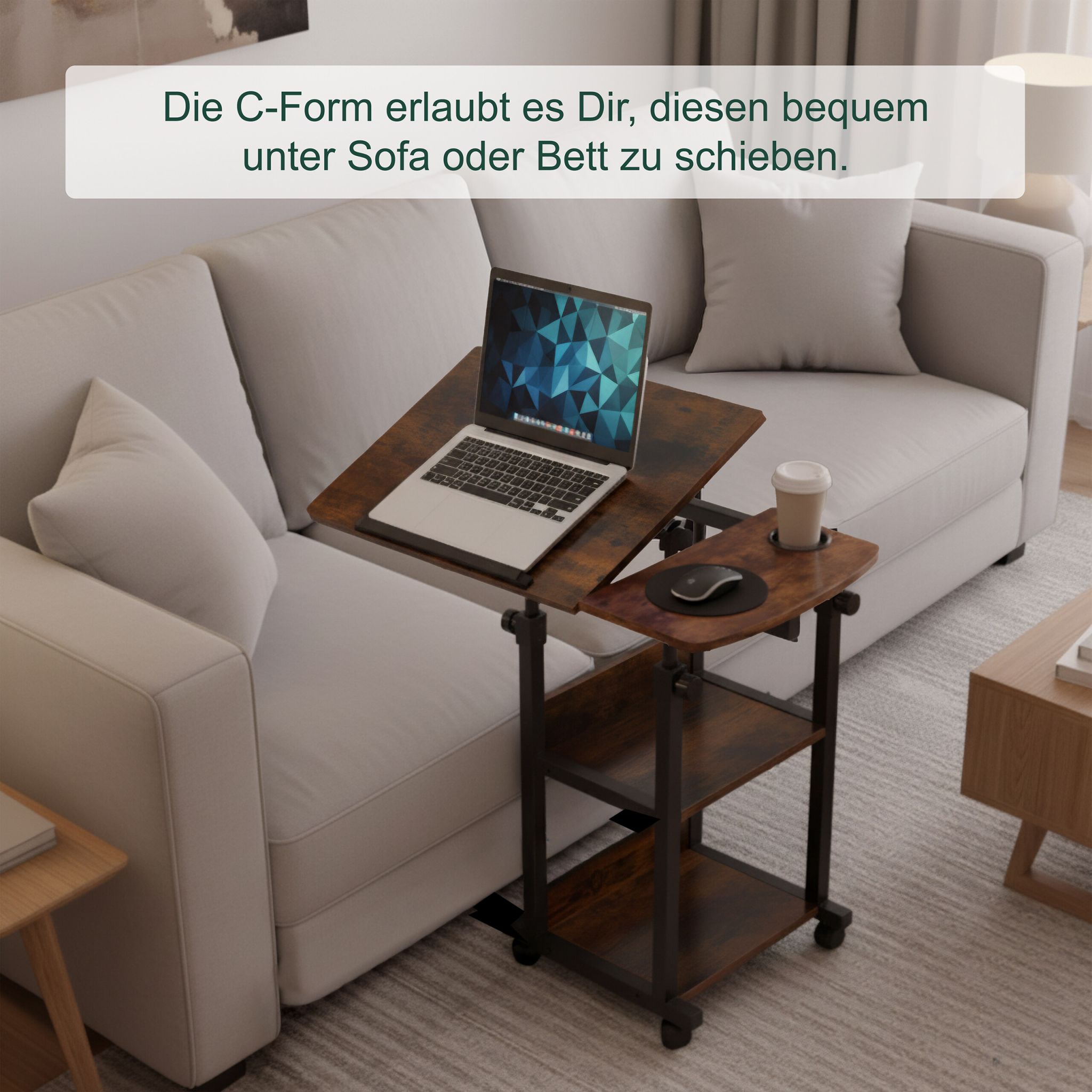 Höhenverstellbarer Laptoptisch Dunkelbraun-Schwarz von Relaxdays
