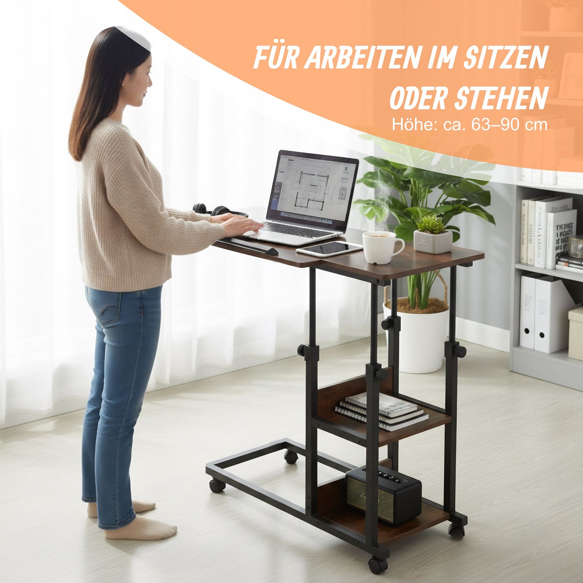 Höhenverstellbarer Laptoptisch Dunkelbraun-Schwarz von Relaxdays