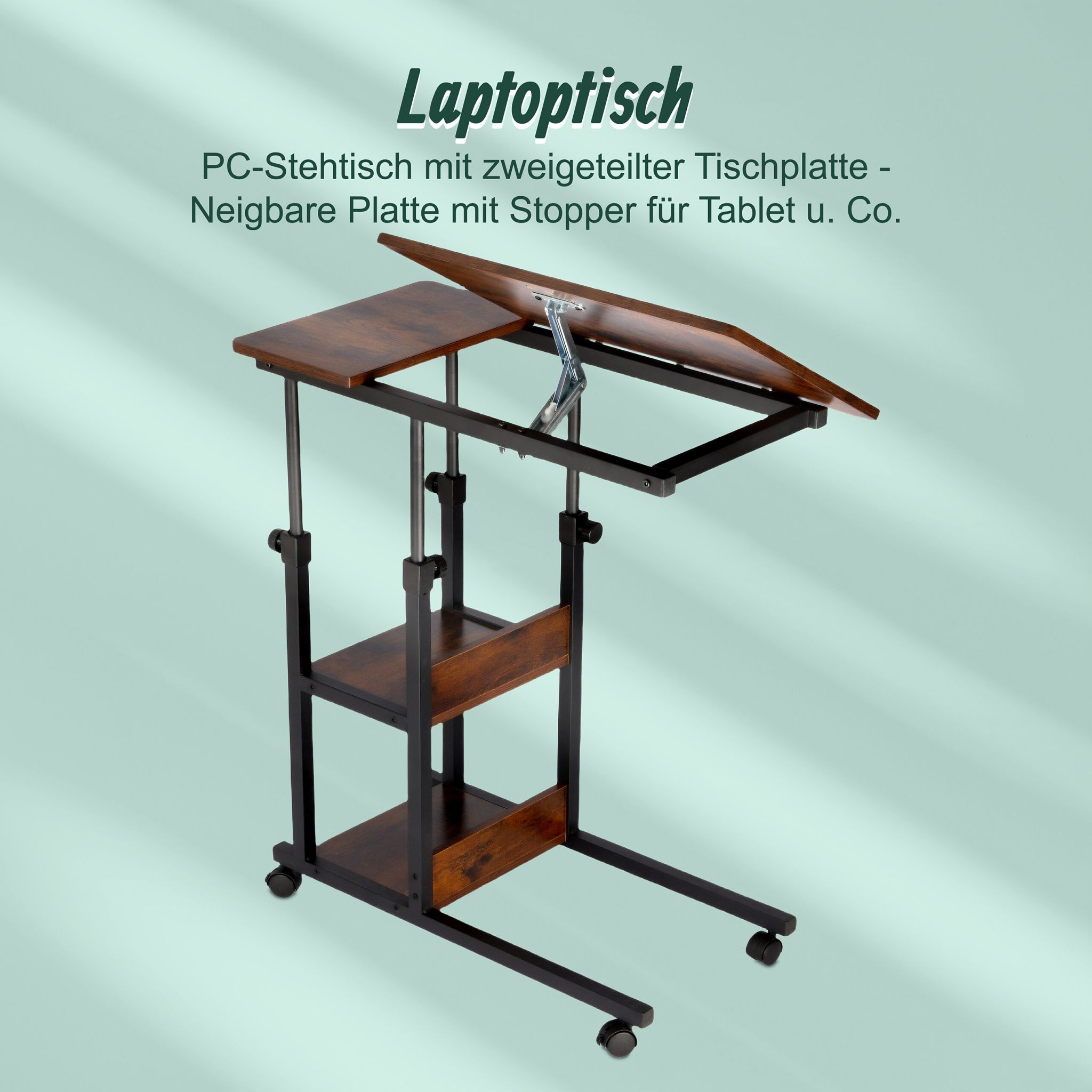 Höhenverstellbarer Laptoptisch Dunkelbraun-Schwarz von Relaxdays