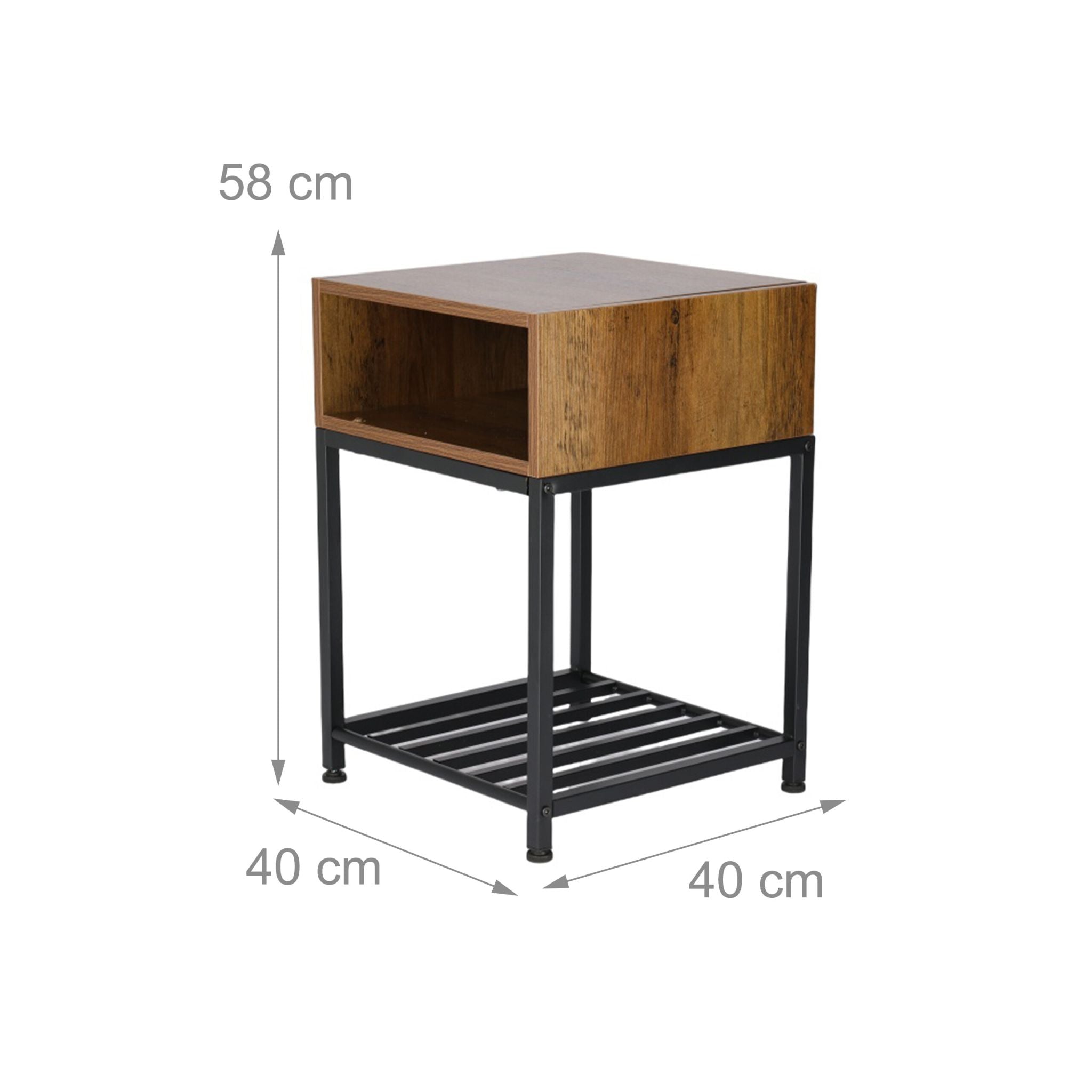 Nachttisch Industrial mit Fach & Ablage Braun-Schwarz von Relaxdays