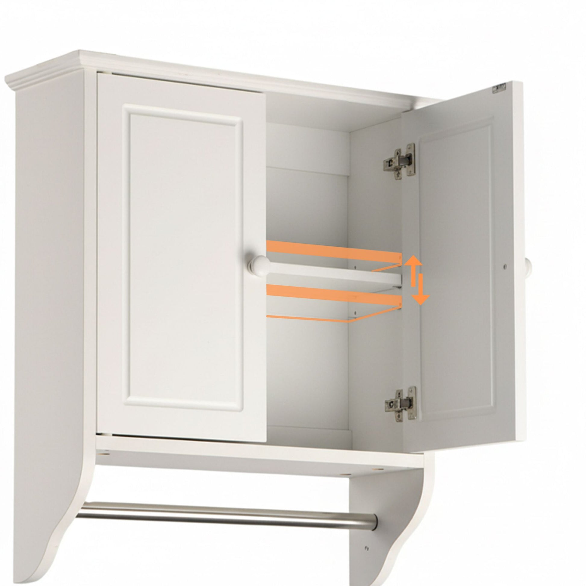 Hängeschrank Bad mit Handtuchstange Weiss-Silber von Relaxdays