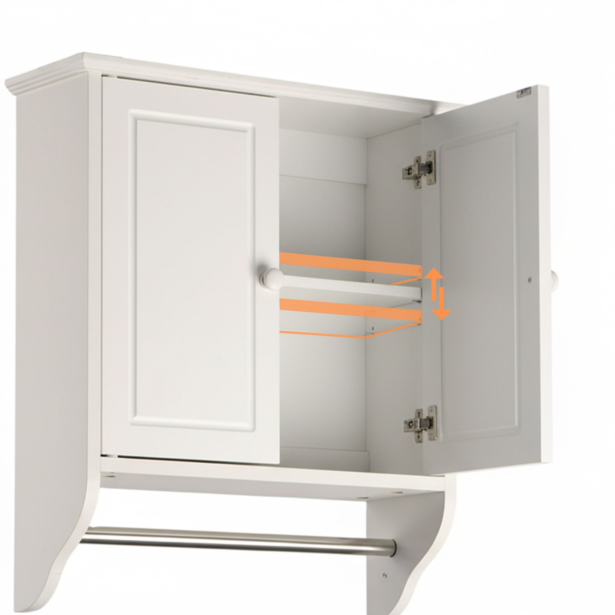 Hängeschrank Bad mit Handtuchstange Weiss-Silber von Relaxdays