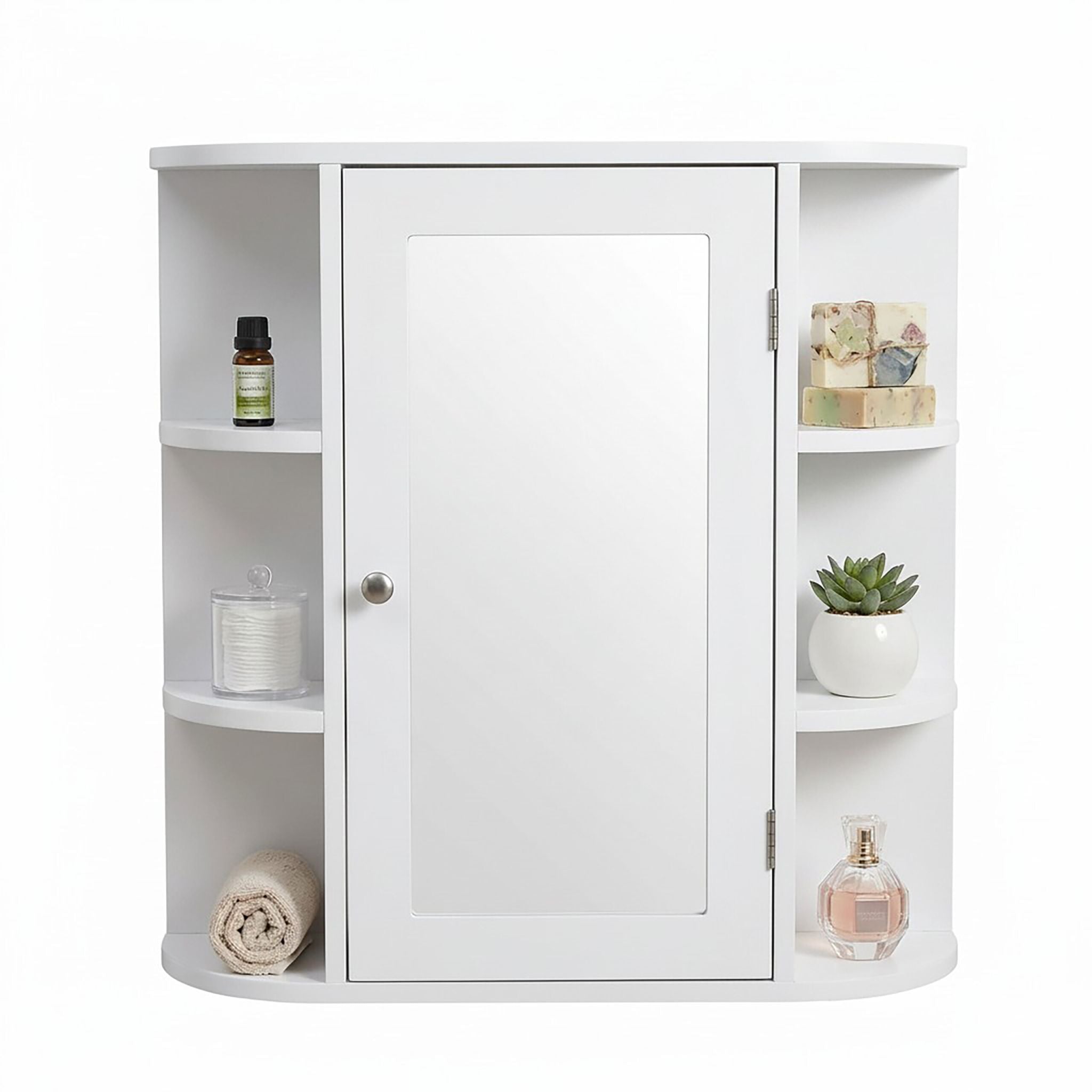Spiegelschrank mit 10 Fächern Weiss von Relaxdays