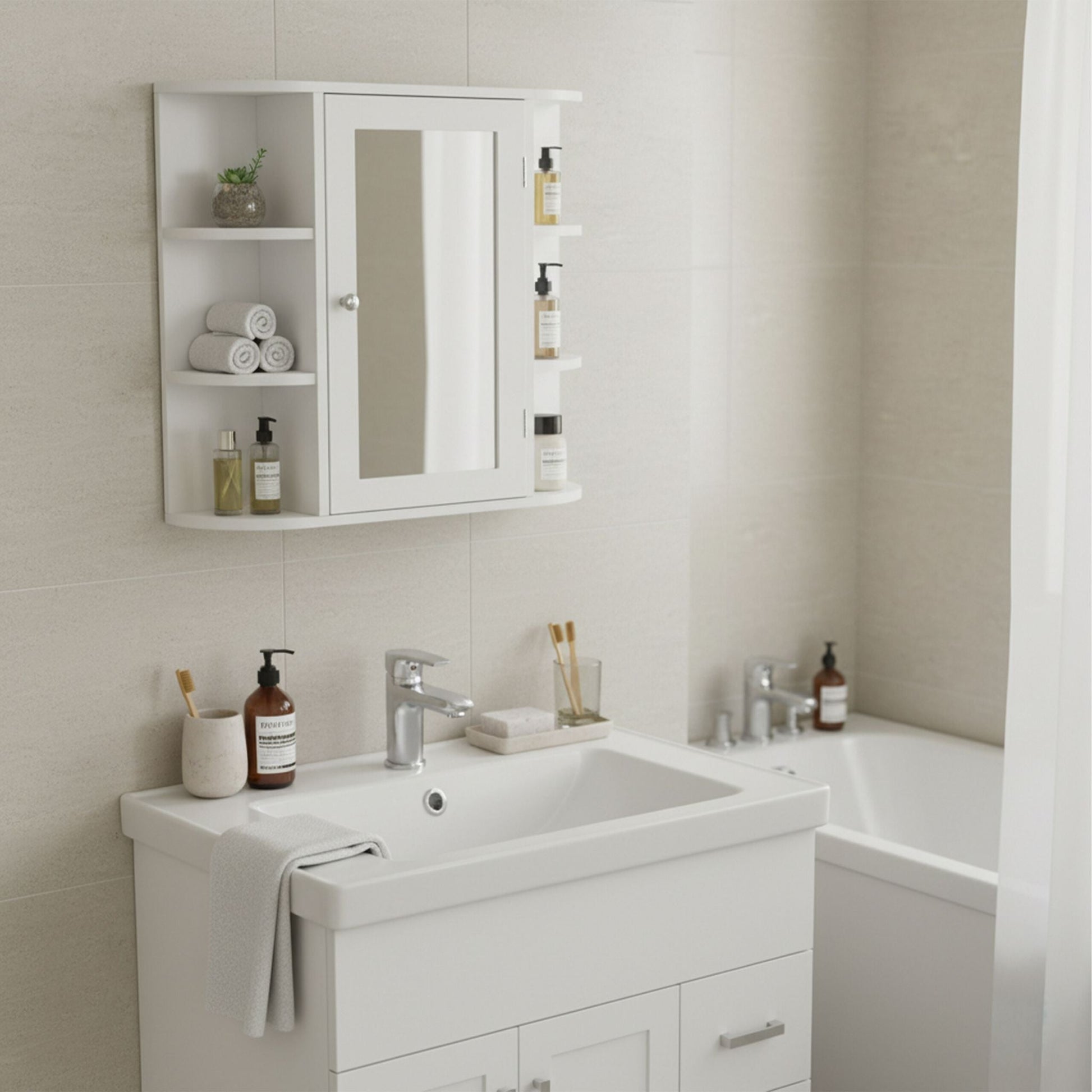 Spiegelschrank mit 10 Fächern Weiss von Relaxdays