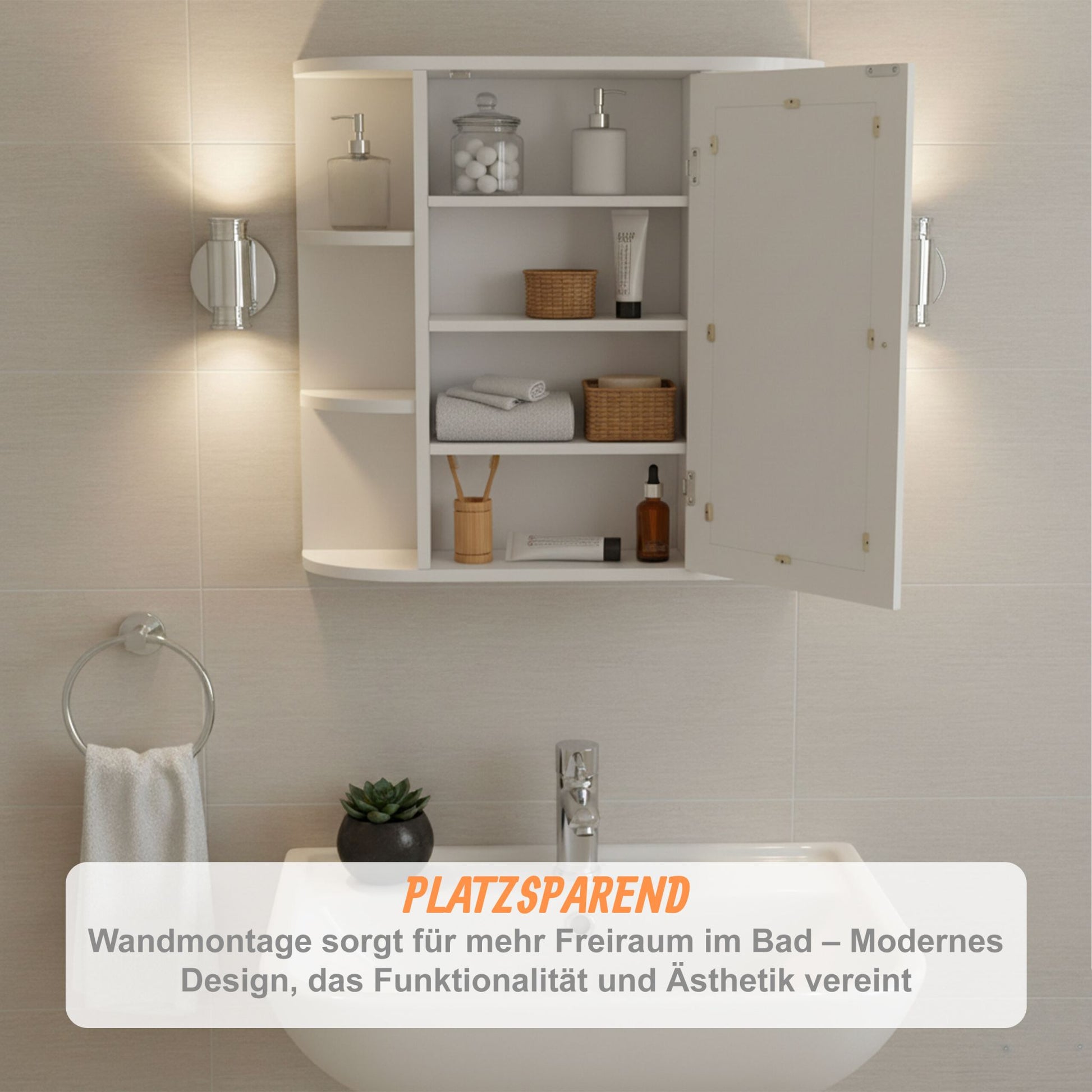Spiegelschrank mit 10 Fächern Weiss von Relaxdays